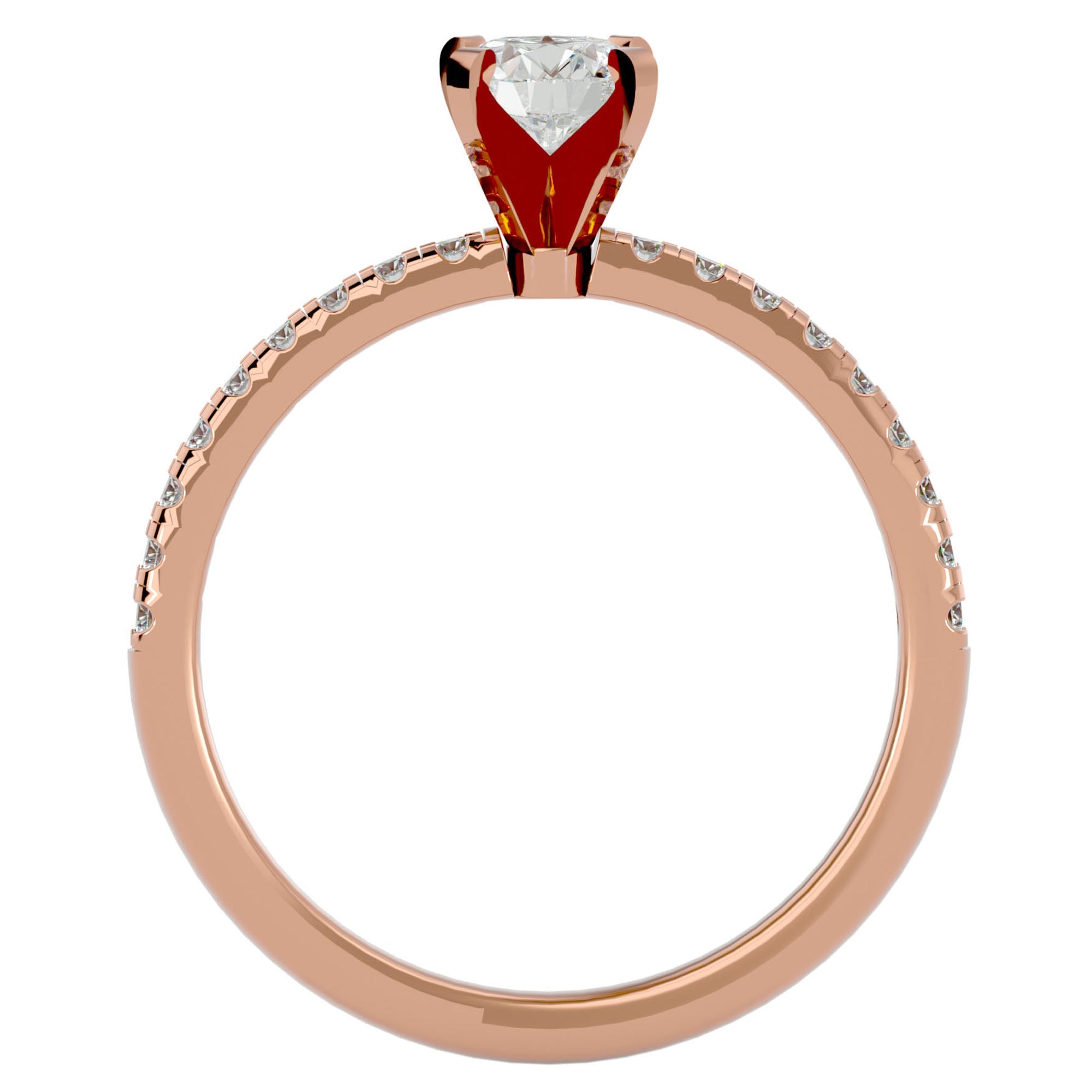 Inel de Logodnă Pavé din Aur 14k cu Diamante Create în Laborator Brilliant de 0.41 ct din 14k Aur Roz - Castelo.ro