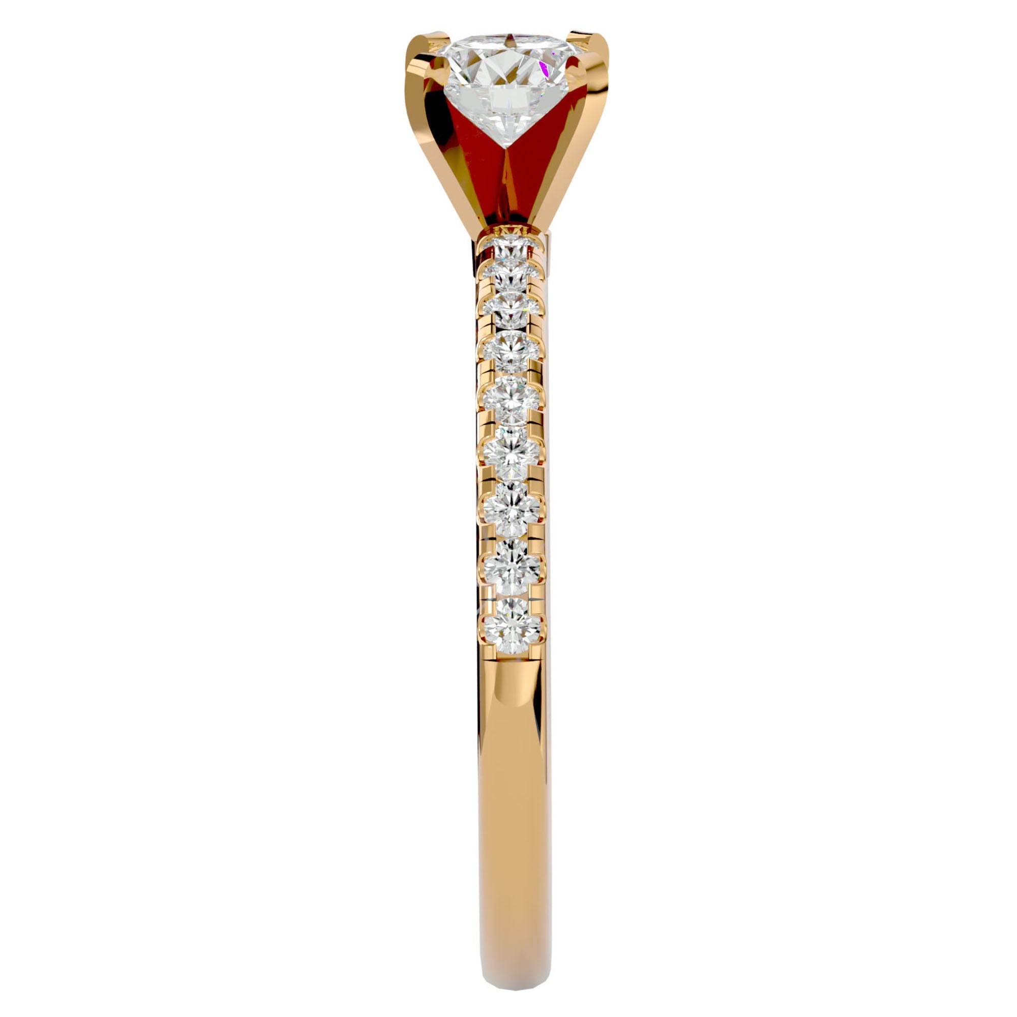 Inel de Logodnă Pavé din Aur 14k cu Diamante Create în Laborator Brilliant de 0.41 ct din 14k Aur Galben - Castelo.ro