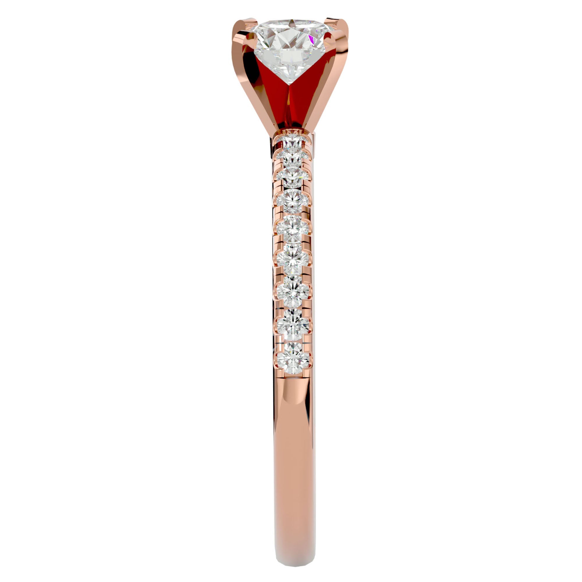Inel de Logodnă Pavé din Aur 14k cu Diamante Naturale Brilliant de 0.41 ct din 14k Aur Roz - Castelo.ro