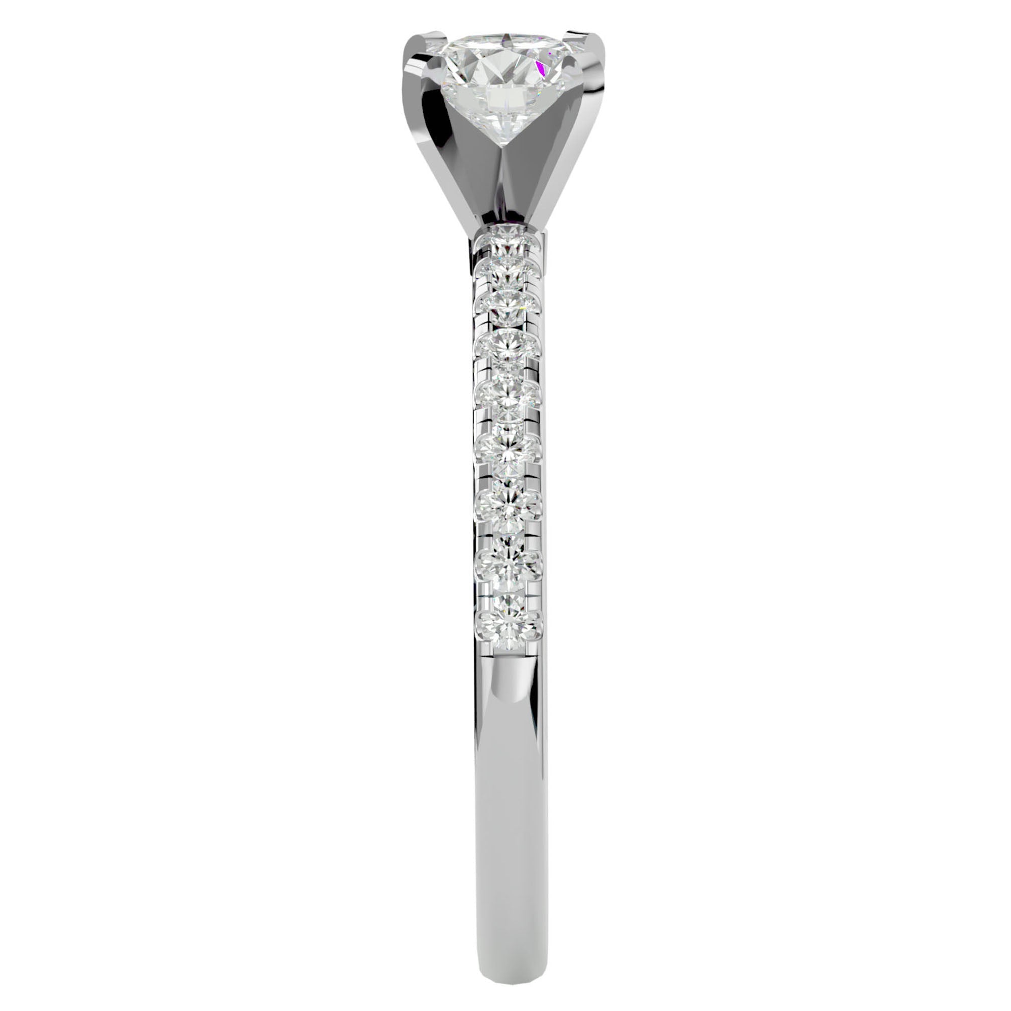 Inel de Logodnă Pavé din Aur 14k cu Moissanite Brilliant de 0.41 ct din 14k Aur Alb - Castelo.ro