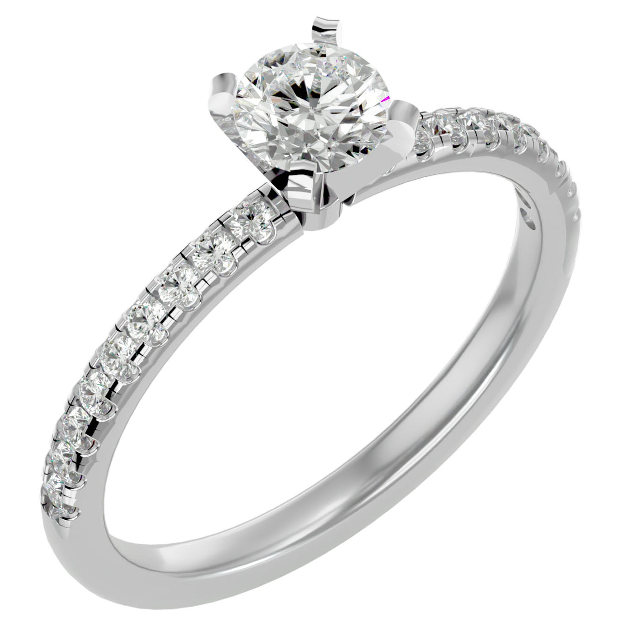 Inel de Logodnă Pavé din Aur 14k cu Moissanite Brilliant de 0.41 ct din 14k Aur Alb - Castelo.ro
