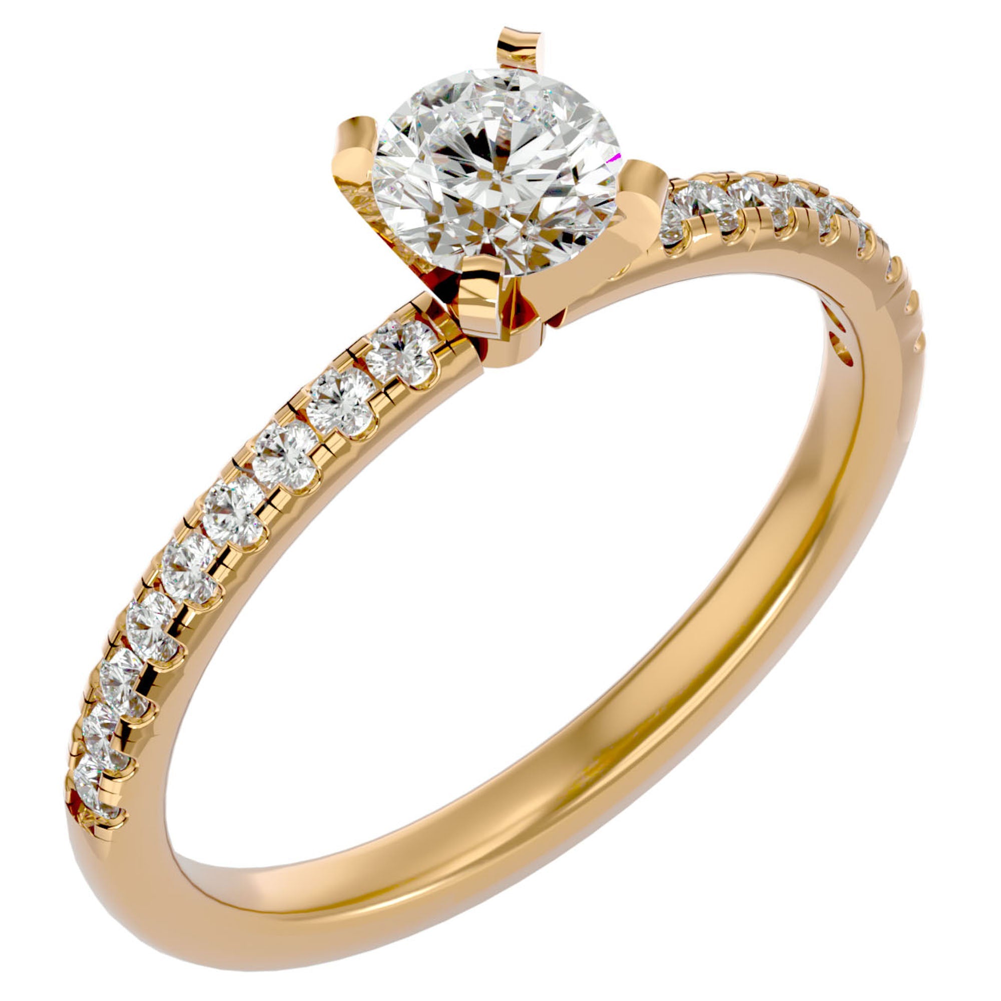 Inel de Logodnă Pavé din Aur 14k cu Diamante Naturale Brilliant de 0.41 ct din 14k Aur Galben - Castelo.ro