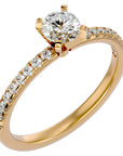 Inel de Logodnă Pavé din Aur 14k cu Moissanite Brilliant de 0.41 ct din 14k Aur Galben - Castelo.ro