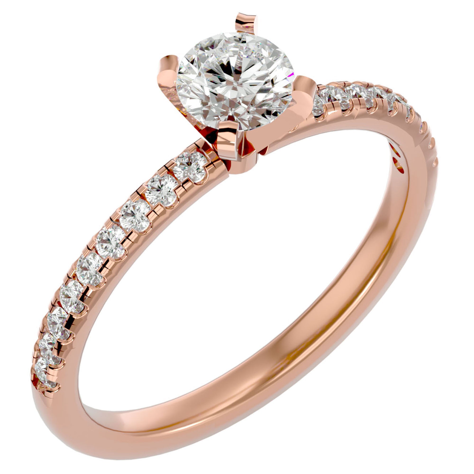 Inel de Logodnă Pavé din Aur 14k cu Diamante Create în Laborator Brilliant de 0.41 ct din 14k Aur Roz - Castelo.ro