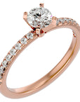 Inel de Logodnă Pavé din Aur 14k cu Diamante Naturale Brilliant de 0.41 ct din 14k Aur Roz - Castelo.ro