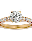 Inel de Logodnă Pavé din Aur 14k cu Moissanite Brilliant de 1.17 ct din 14k Aur Galben - Castelo.ro