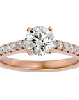 Inel de Logodnă Pavé din Aur 14k cu Moissanite Brilliant de 1.17 ct din 14k Aur Roz - Castelo.ro