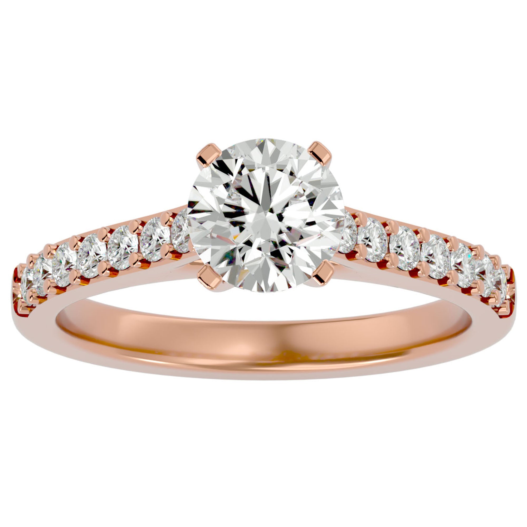 Inel de Logodnă Pavé din Aur 14k cu Diamante Create în Laborator Brilliant de 1.17 ct din 14k Aur Roz - Castelo.ro