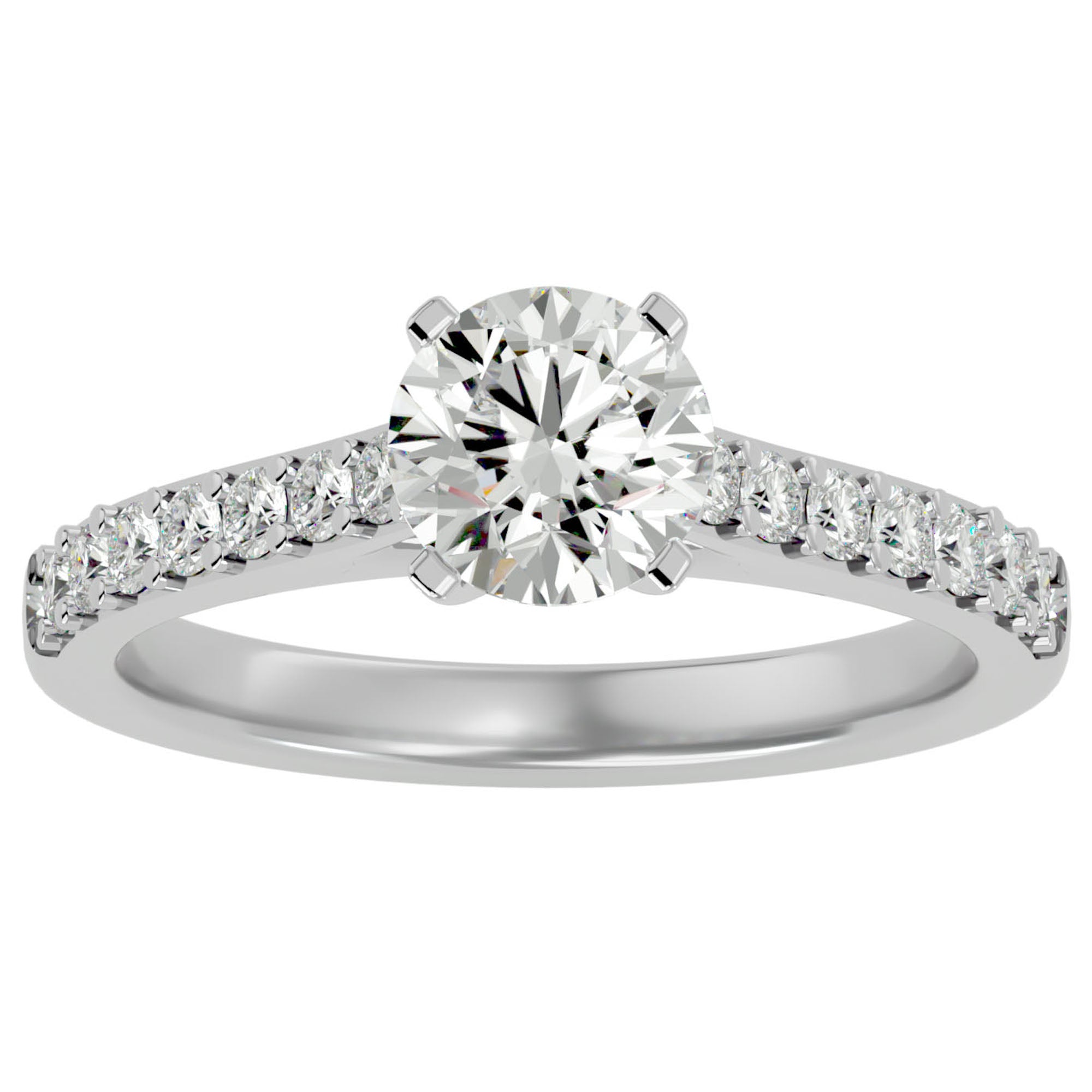 Inel de Logodnă Pavé din Aur 14k cu Diamante Create în Laborator Brilliant de 1.17 ct din 14k Aur Alb - Castelo.ro