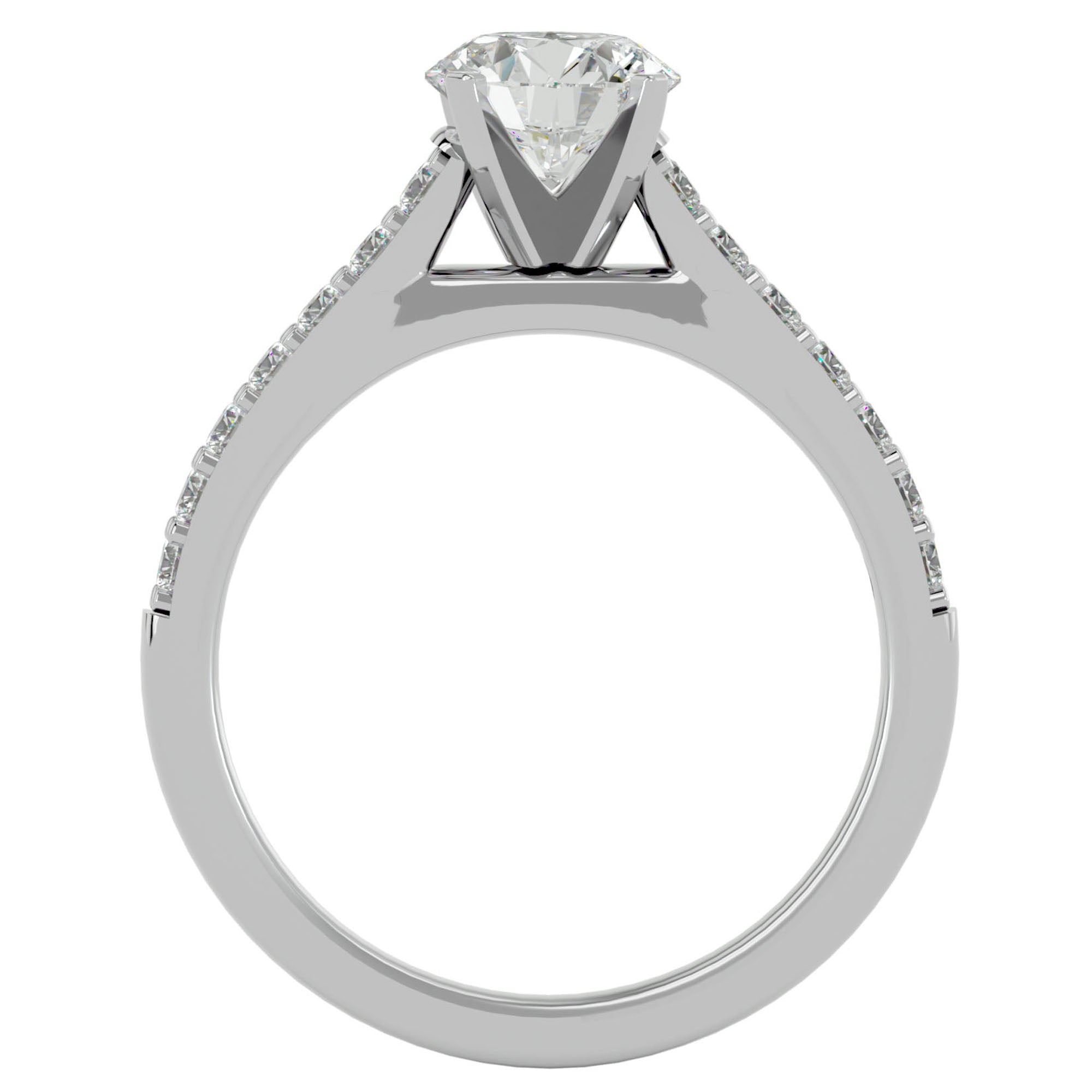 Inel de Logodnă Pavé din Aur 14k cu Diamante Create în Laborator Brilliant de 1.17 ct din 14k Aur Alb - Castelo.ro