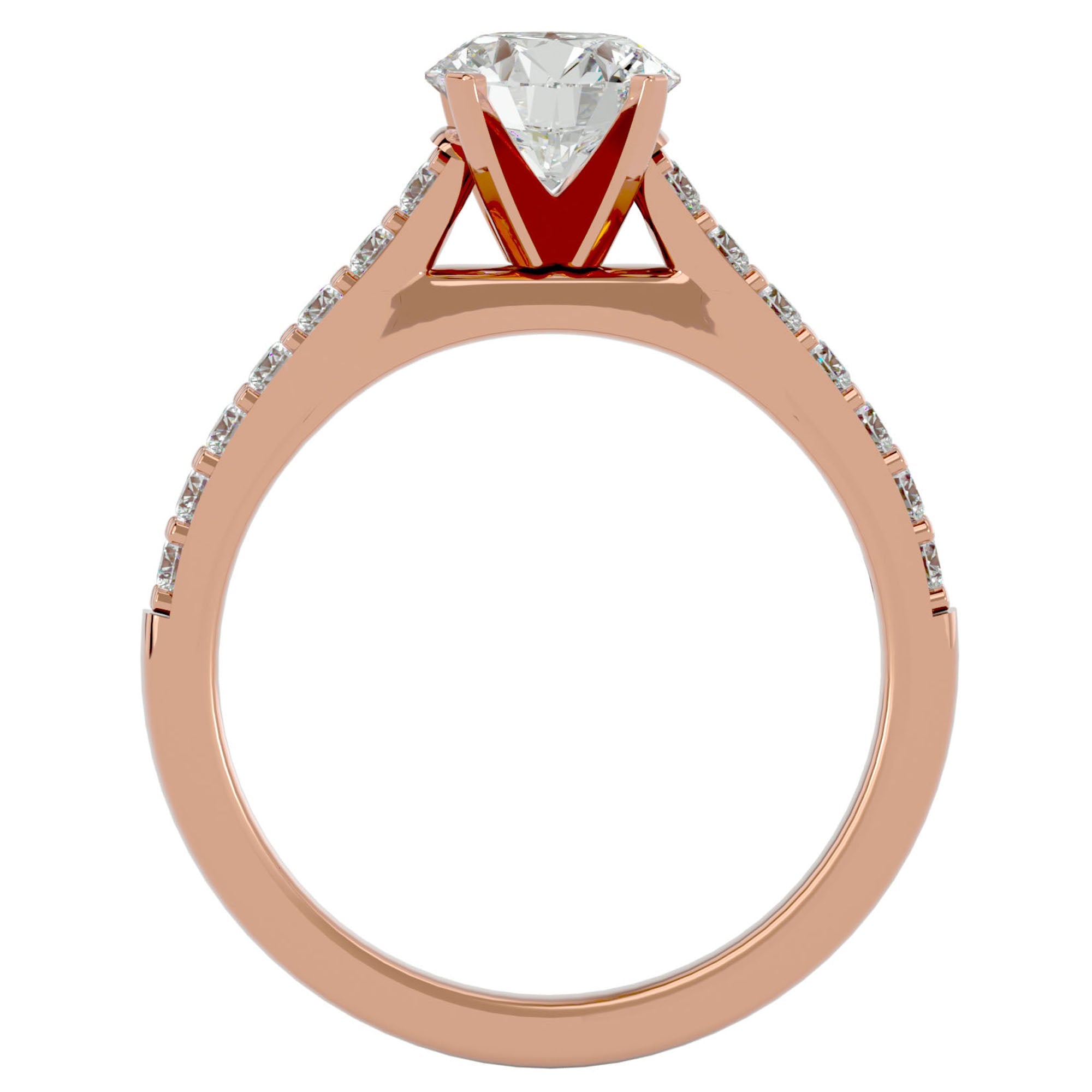 Inel de Logodnă Pavé din Aur 14k cu Diamante Create în Laborator Brilliant de 1.17 ct din 14k Aur Roz - Castelo.ro
