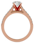 Inel de Logodnă Pavé din Aur 14k cu Diamante Naturale Brilliant de 1.17 ct din 14k Aur Roz - Castelo.ro