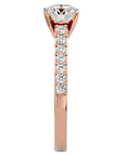 Inel de Logodnă Pavé din Aur 14k cu Diamante Naturale Brilliant de 1.17 ct din 14k Aur Roz - Castelo.ro