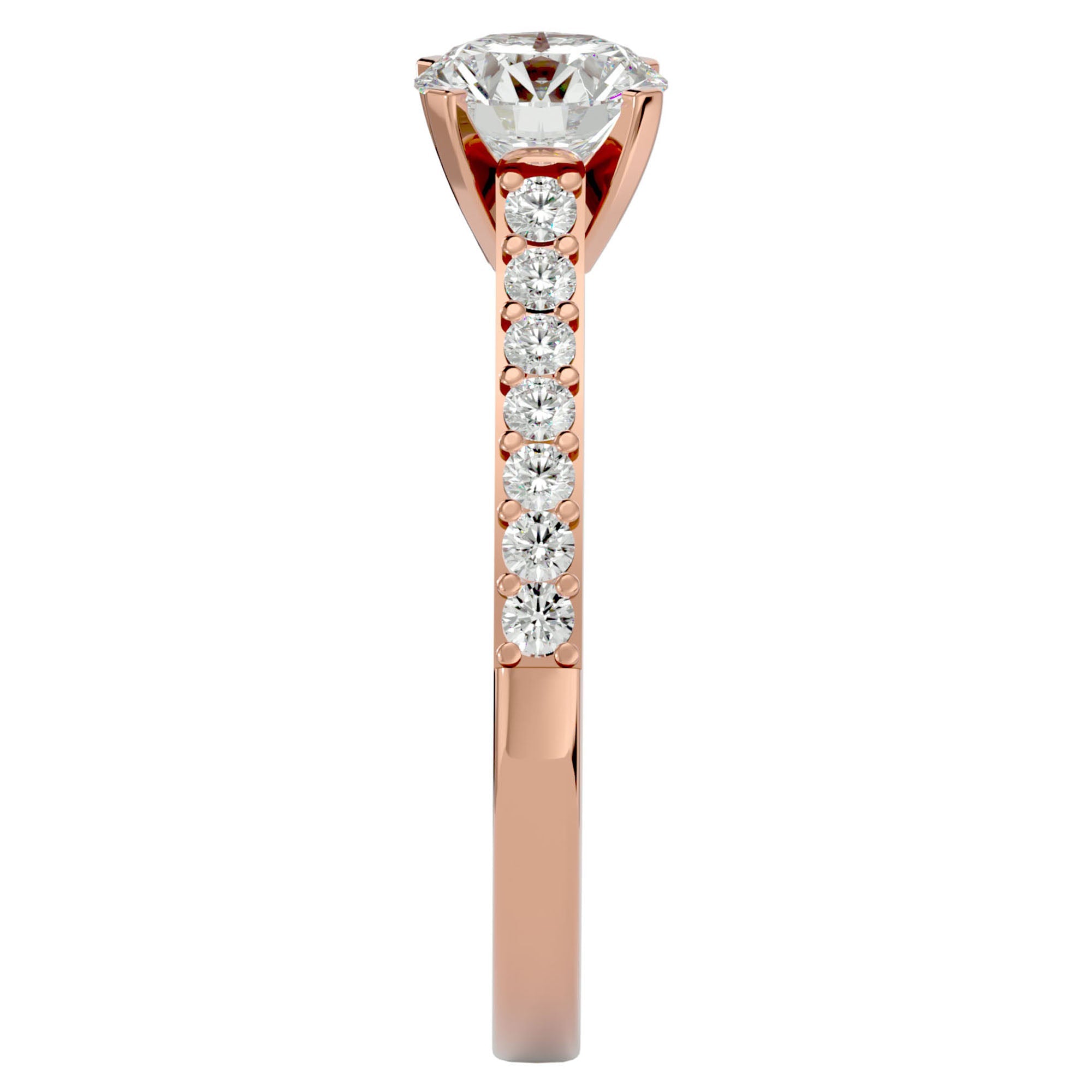 Inel de Logodnă Pavé din Aur 14k cu Diamante Create în Laborator Brilliant de 1.17 ct din 14k Aur Roz - Castelo.ro