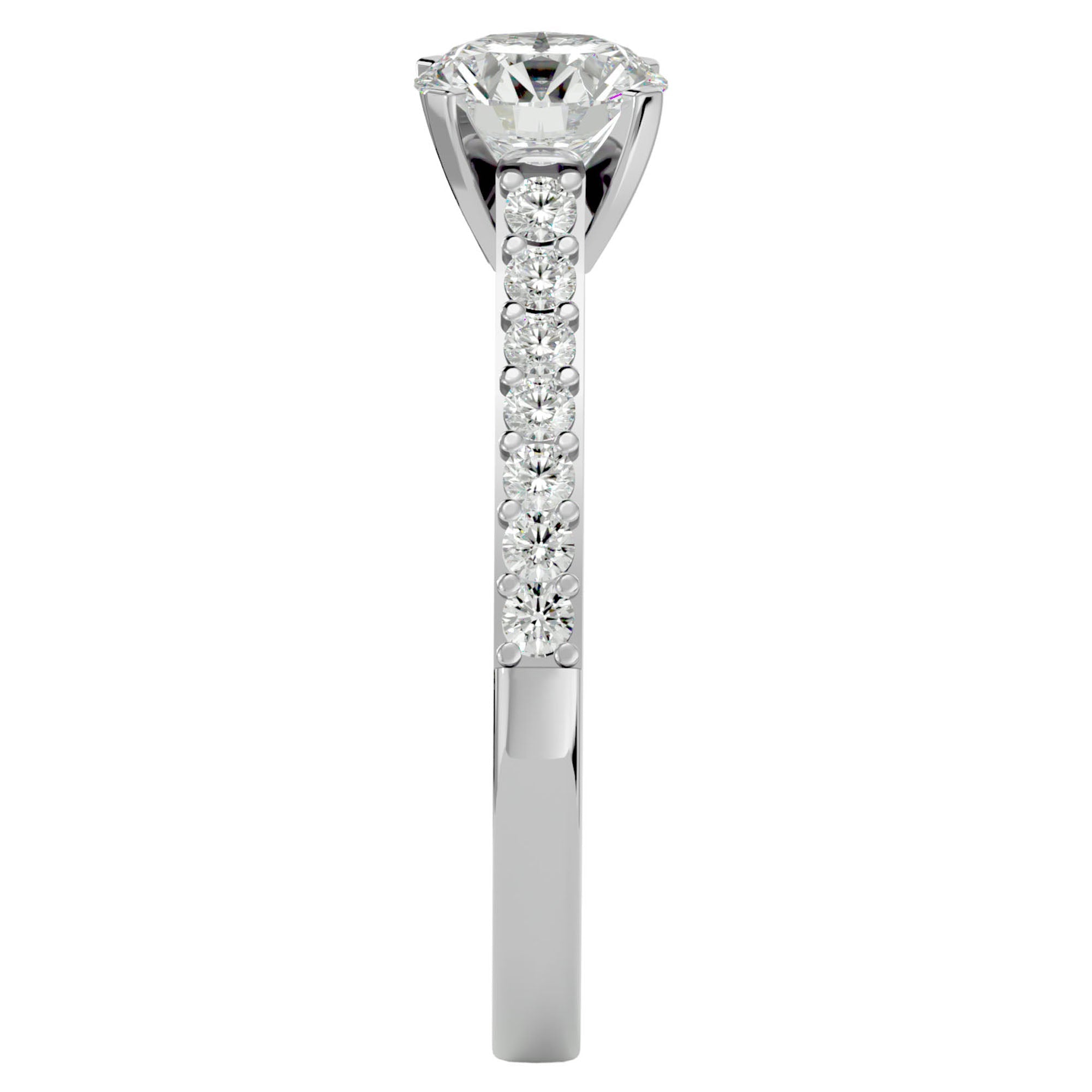 Inel de Logodnă Pavé din Aur 14k cu Diamante Create în Laborator Brilliant de 1.17 ct din 14k Aur Alb - Castelo.ro