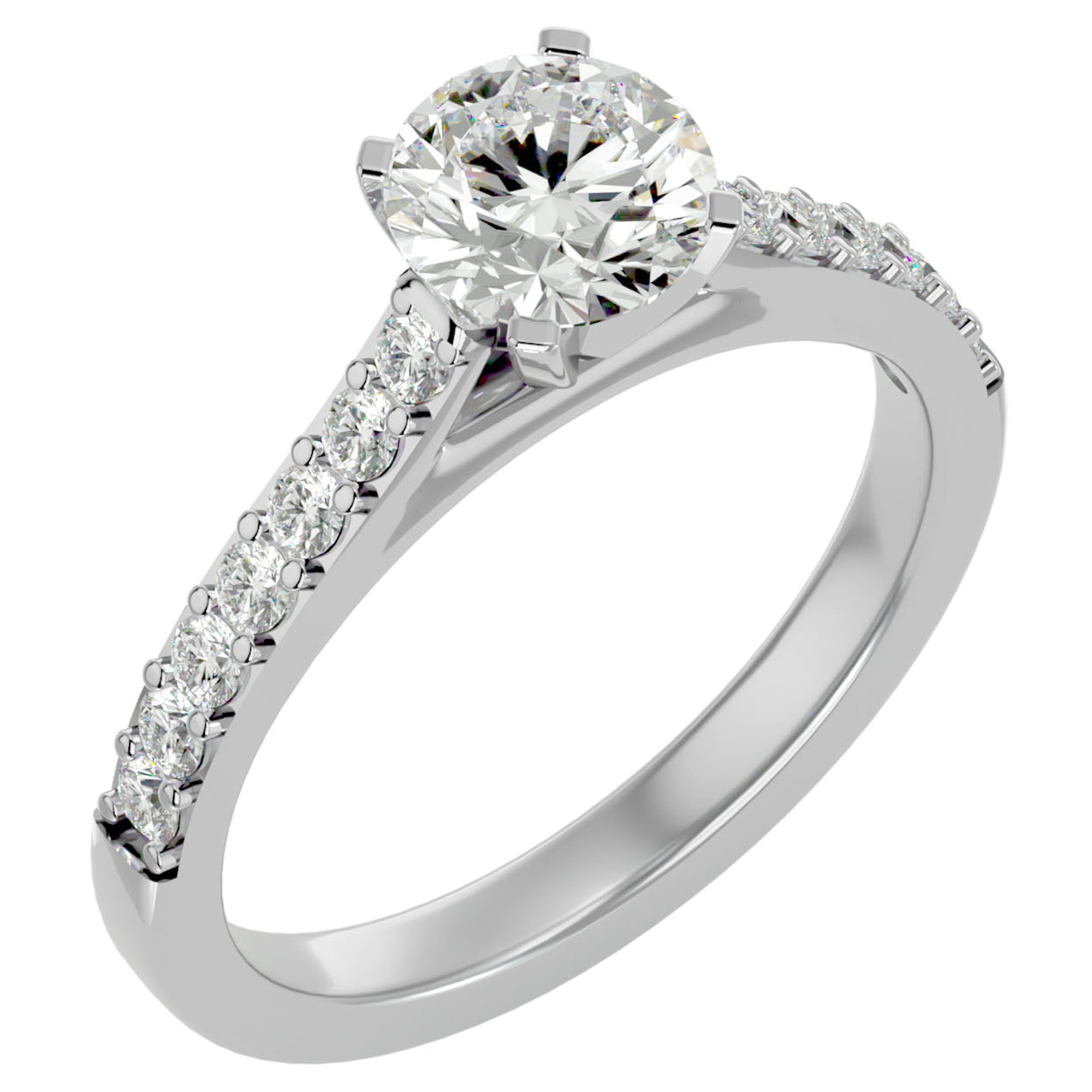 Inel de Logodnă Pavé din Aur 14k cu Diamante Create în Laborator Brilliant de 1.17 ct din 14k Aur Alb - Castelo.ro