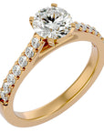 Inel de Logodnă Pavé din Aur 14k cu Moissanite Brilliant de 1.17 ct din 14k Aur Galben - Castelo.ro