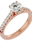 Inel de Logodnă Pavé din Aur 14k cu Diamante Naturale Brilliant de 1.17 ct din 14k Aur Roz - Castelo.ro