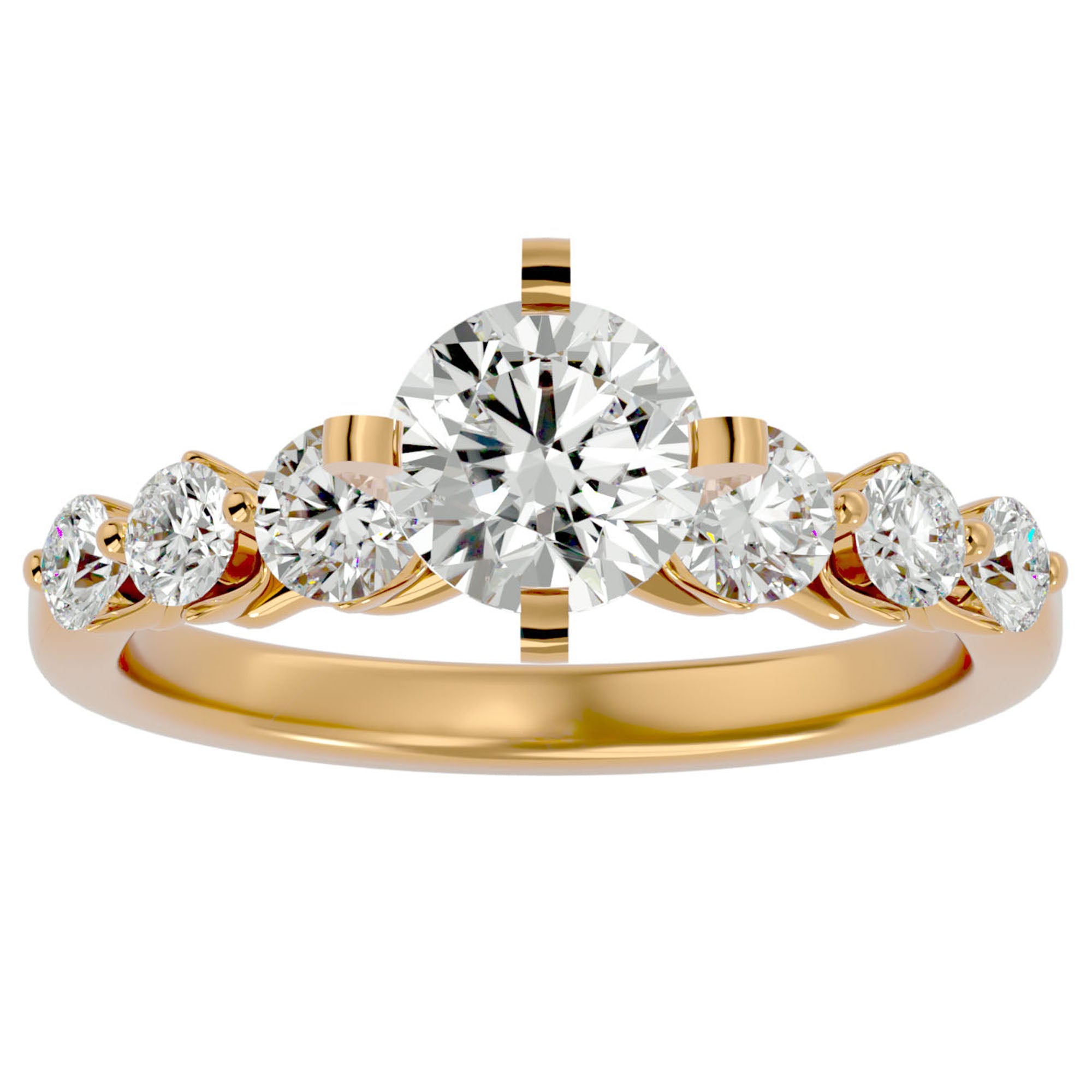 Inel de Logodnă Pavé din Aur 14k cu Diamante Naturale Brilliant de 1.44 ct din 14k Aur Galben - Castelo.ro