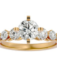 Inel de Logodnă Pavé din Aur 14k cu Moissanite Brilliant de 1.44 ct din 14k Aur Galben - Castelo.ro
