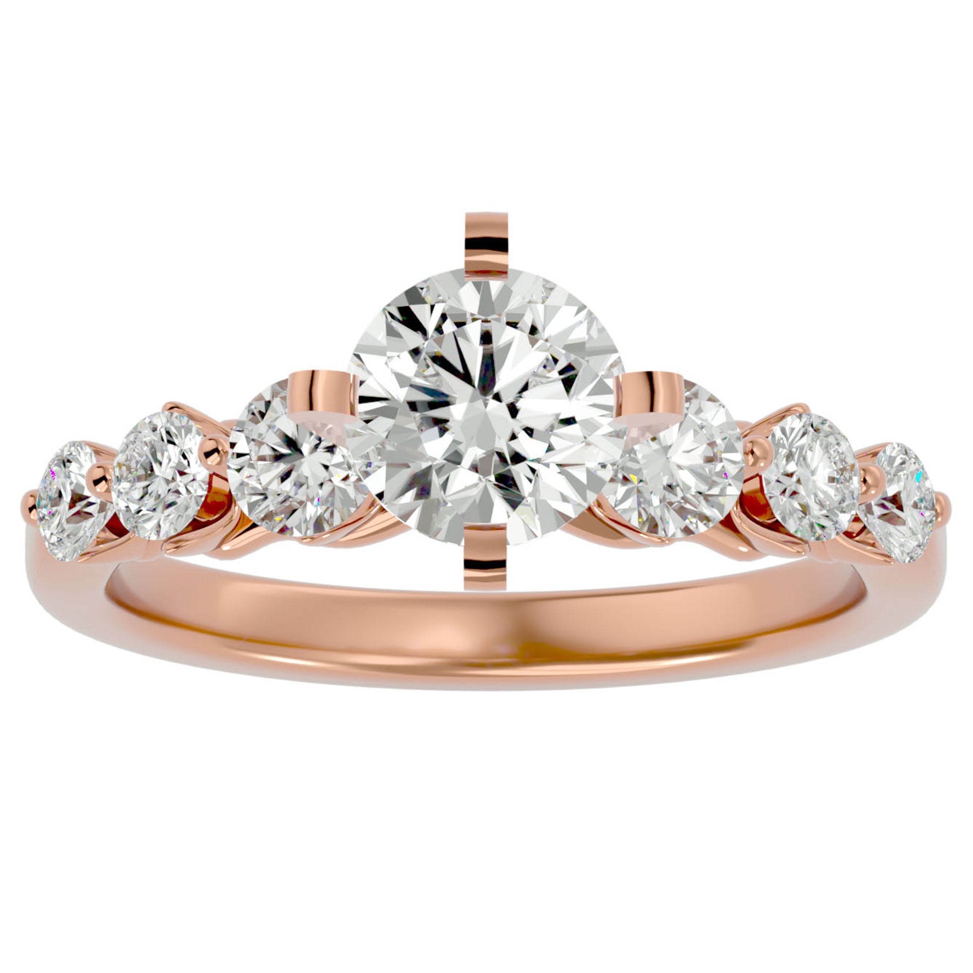 Inel de Logodnă Pavé din Aur 14k cu Diamante Naturale Brilliant de 1.44 ct din 14k Aur Roz - Castelo.ro