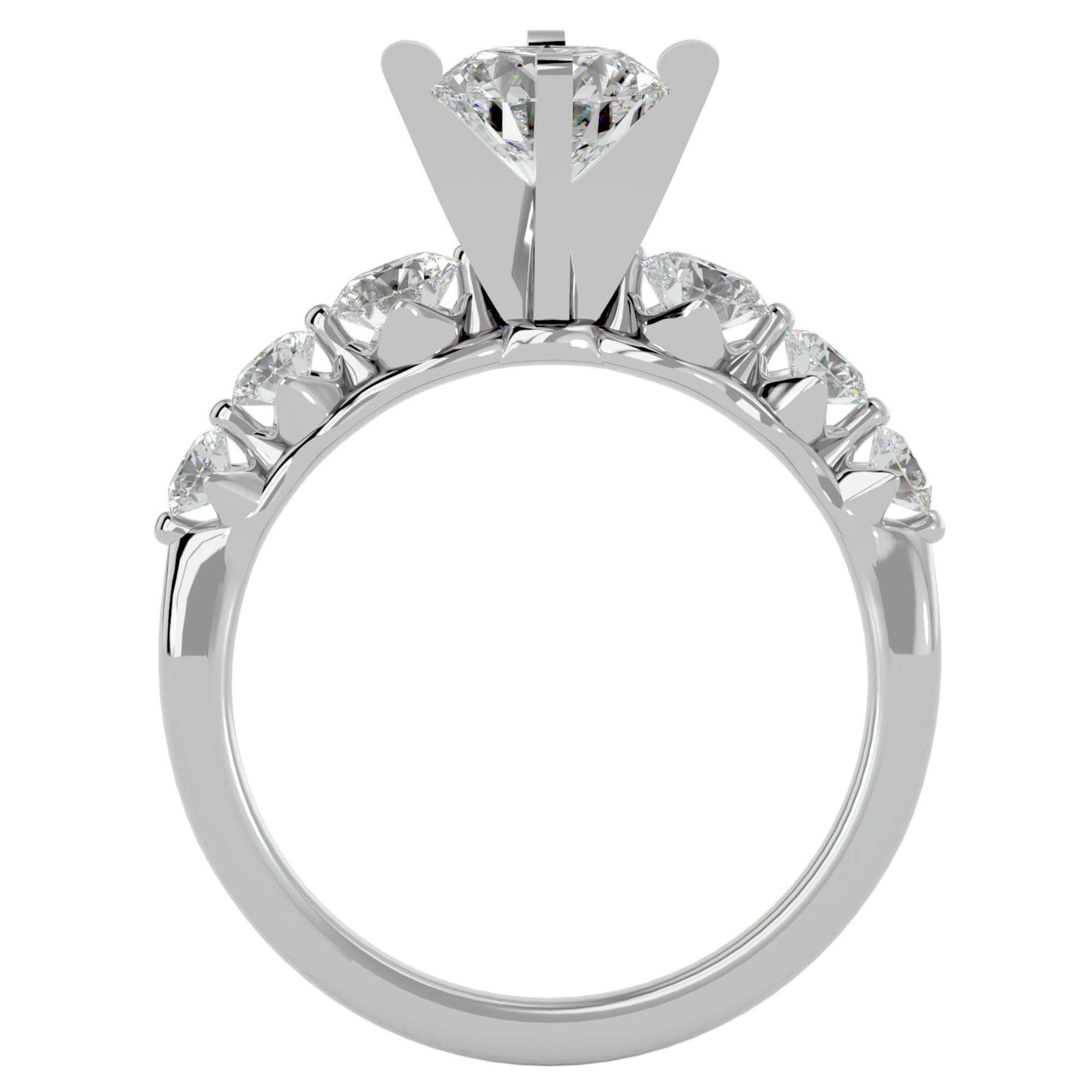 Inel de Logodnă Pavé din Aur 14k cu Diamante Naturale Brilliant de 1.44 ct din 14k Aur Alb - Castelo.ro