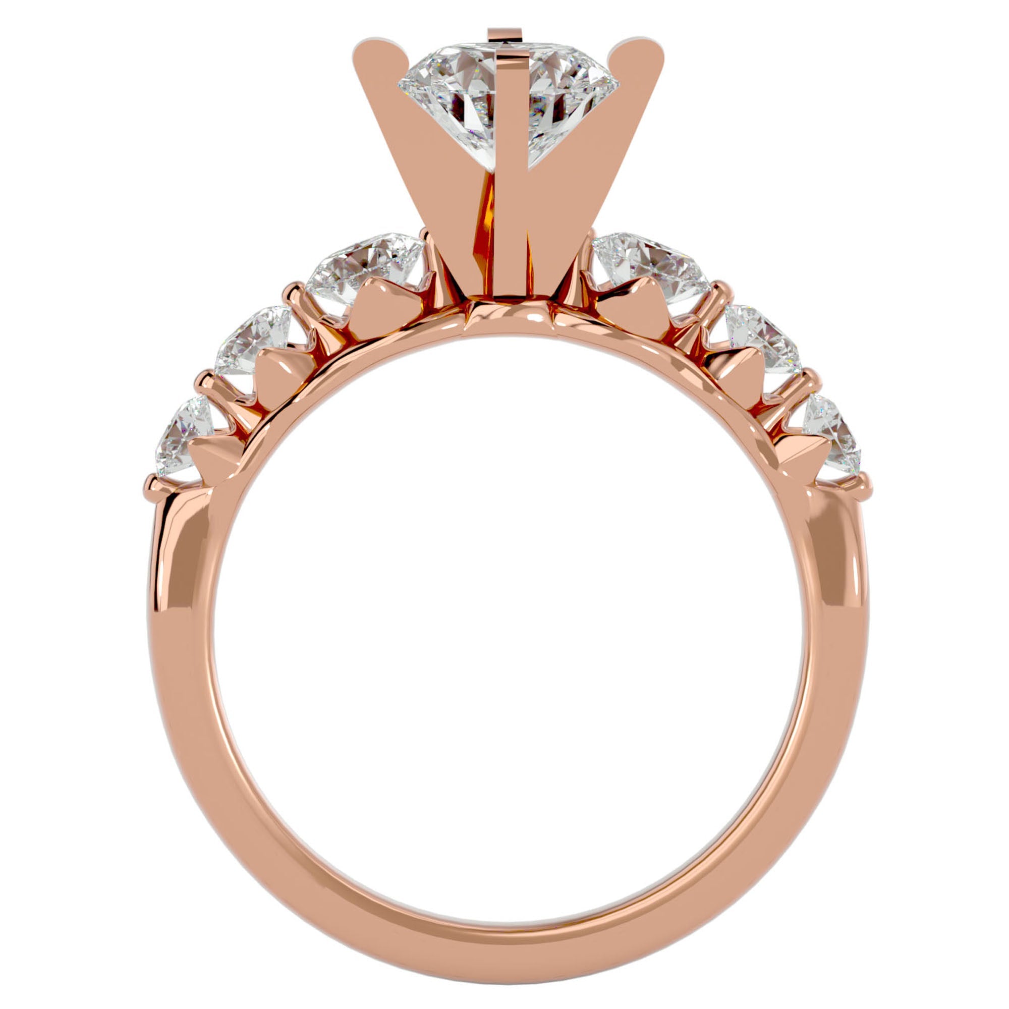 Inel de Logodnă Pavé din Aur 14k cu Moissanite Brilliant de 1.44 ct din 14k Aur Roz - Castelo.ro