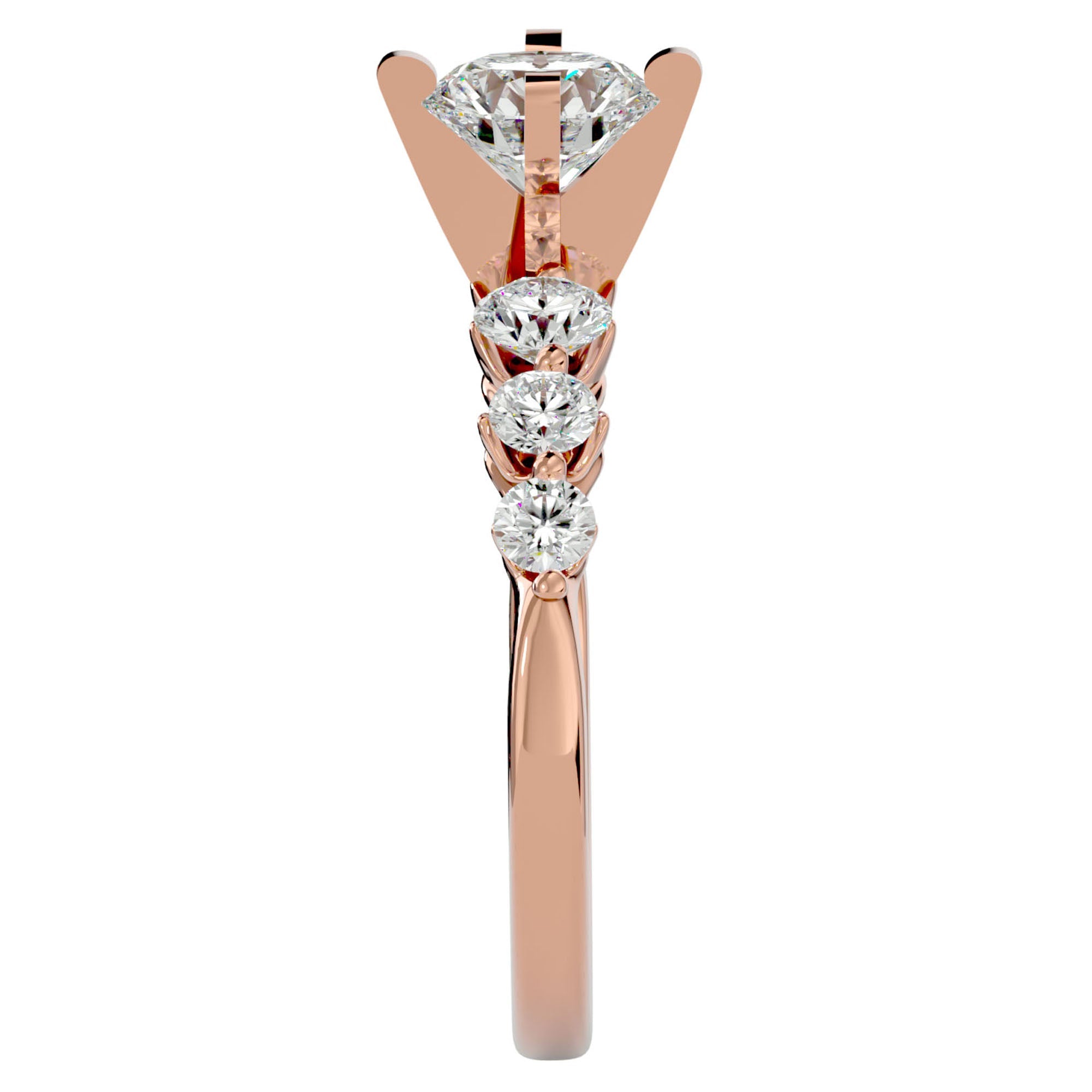 Inel de Logodnă Pavé din Aur 14k cu Moissanite Brilliant de 1.44 ct din 14k Aur Roz - Castelo.ro