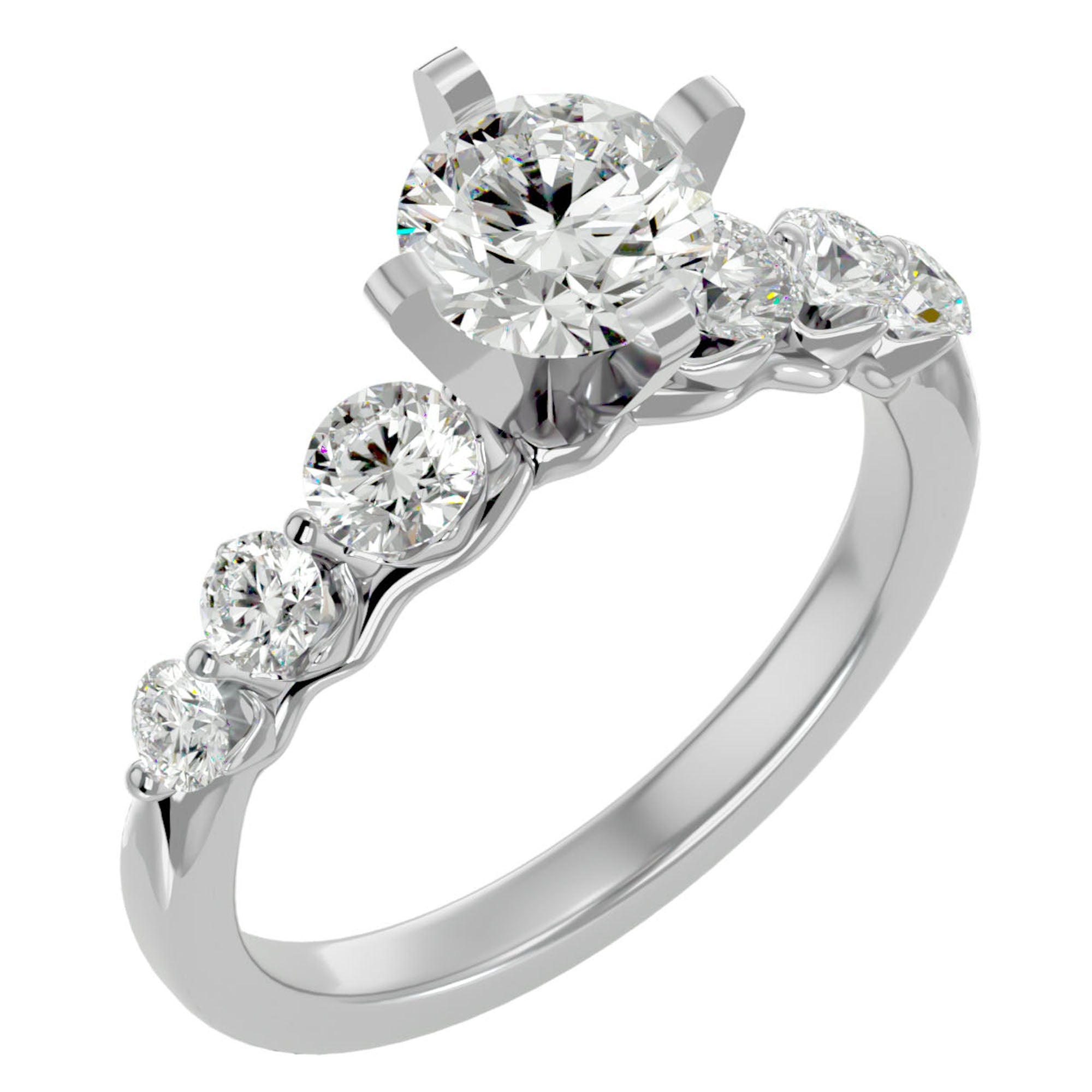 Inel de Logodnă Pavé din Aur 14k cu Diamante Naturale Brilliant de 1.44 ct din 14k Aur Alb - Castelo.ro