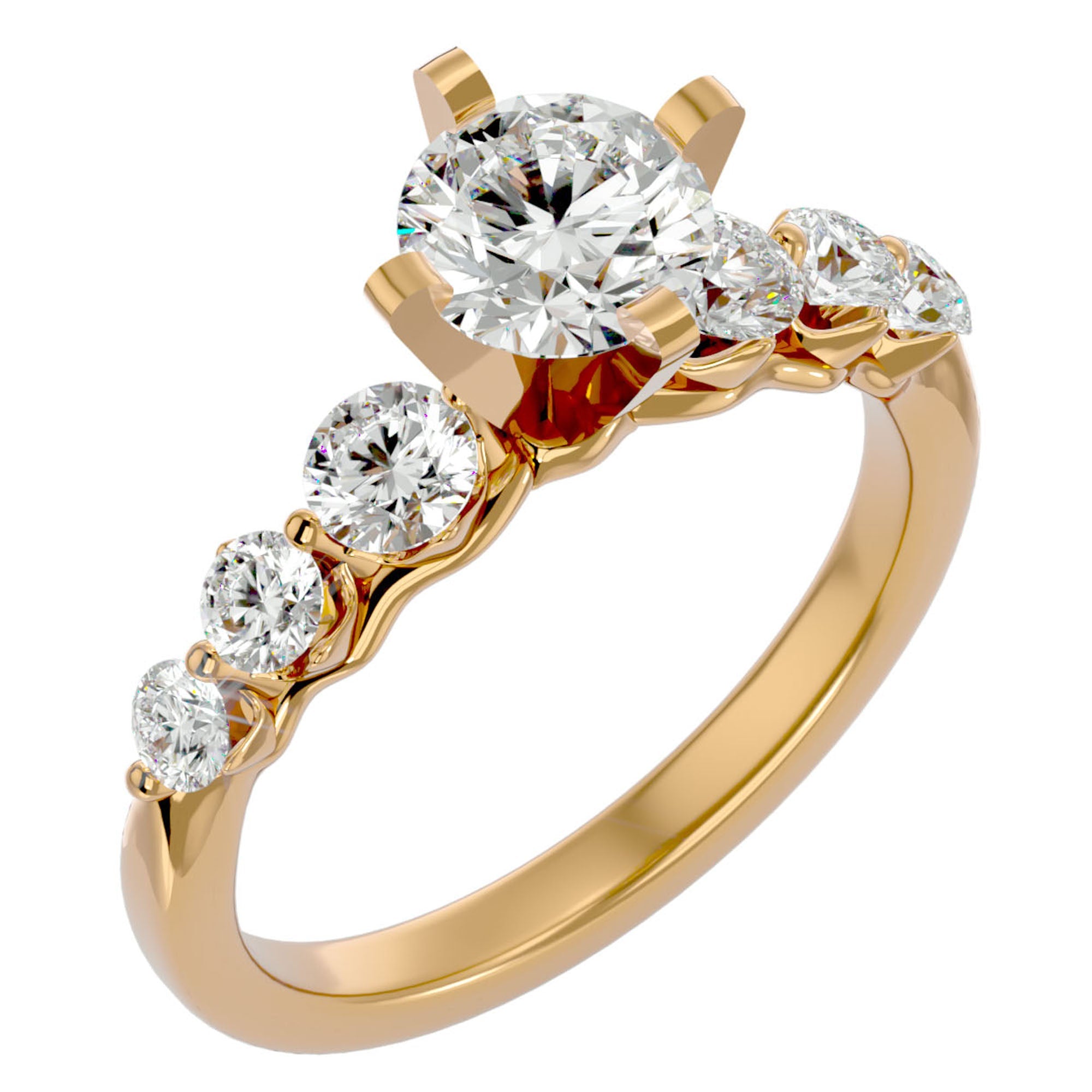 Inel de Logodnă Pavé din Aur 14k cu Diamante Naturale Brilliant de 1.44 ct din 14k Aur Galben - Castelo.ro