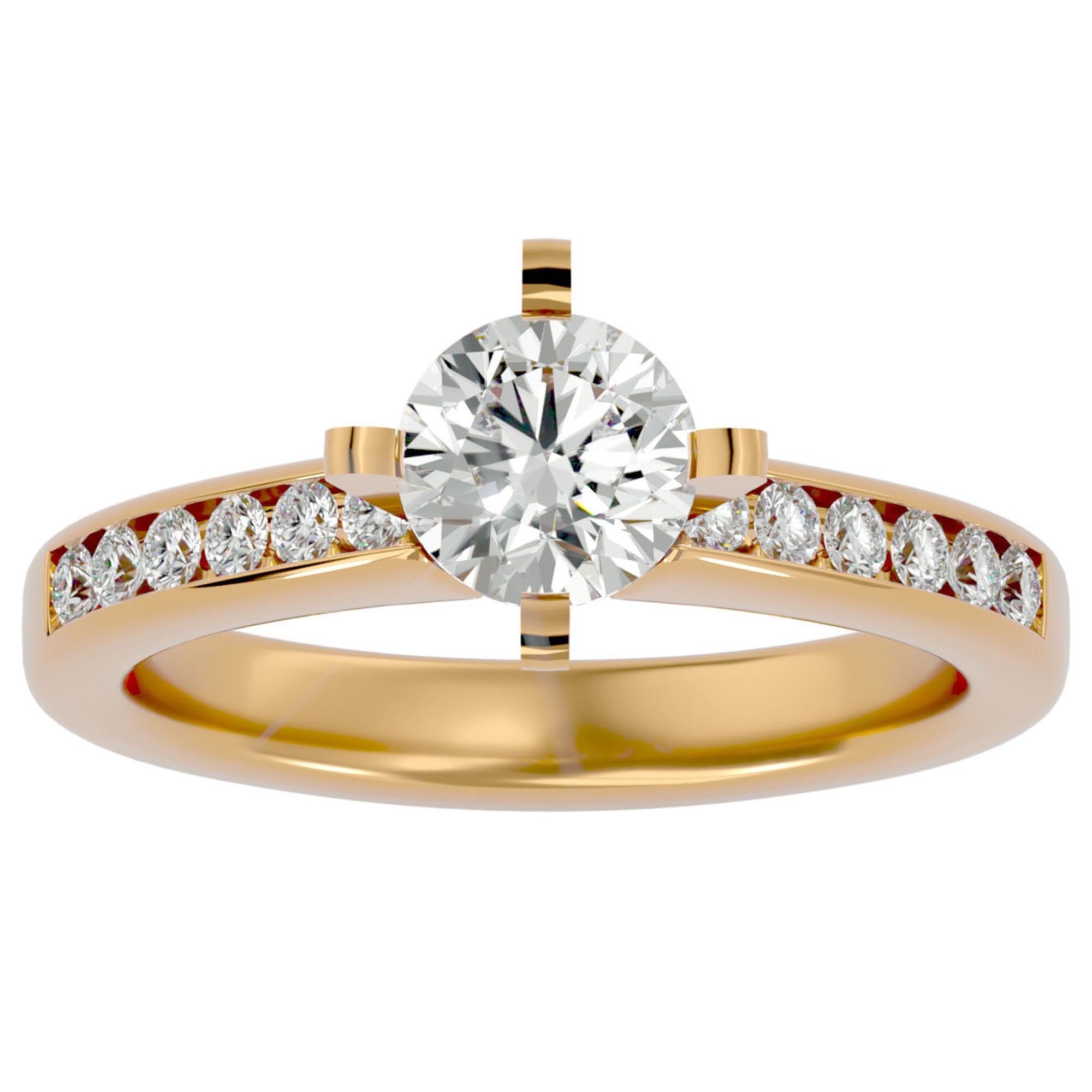Inel de Logodnă Pavé din Aur 14k cu Diamante Naturale Brilliant de 0.79 ct din 14k Aur Galben - Castelo.ro