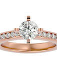 Inel de Logodnă Pavé din Aur 14k cu Diamante Naturale Brilliant de 0.79 ct din 14k Aur Roz - Castelo.ro