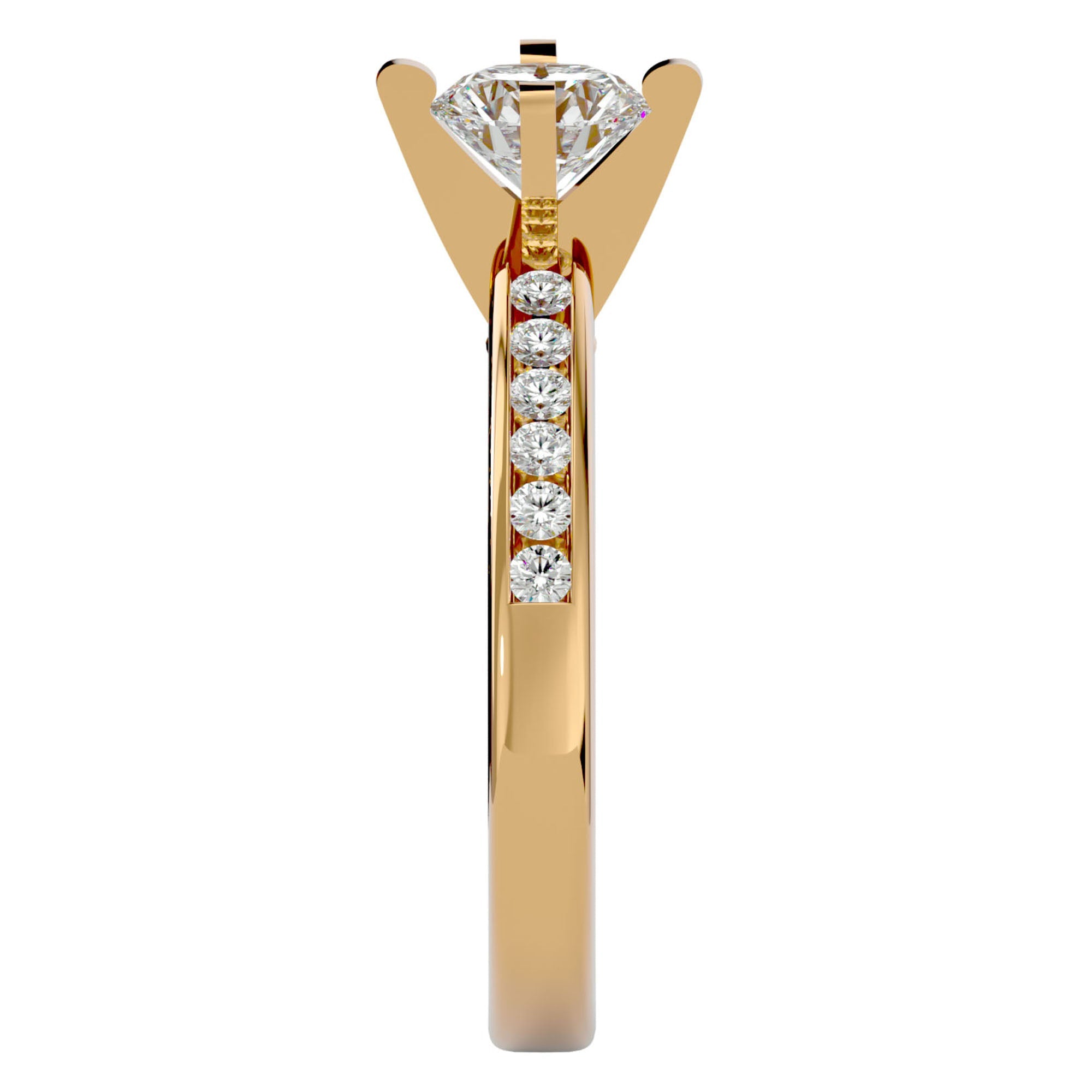 Inel de Logodnă Pavé cu Diamante Create în Laborator Brilliant de 0.79 ct din 18k Aur Galben - Castelo.ro