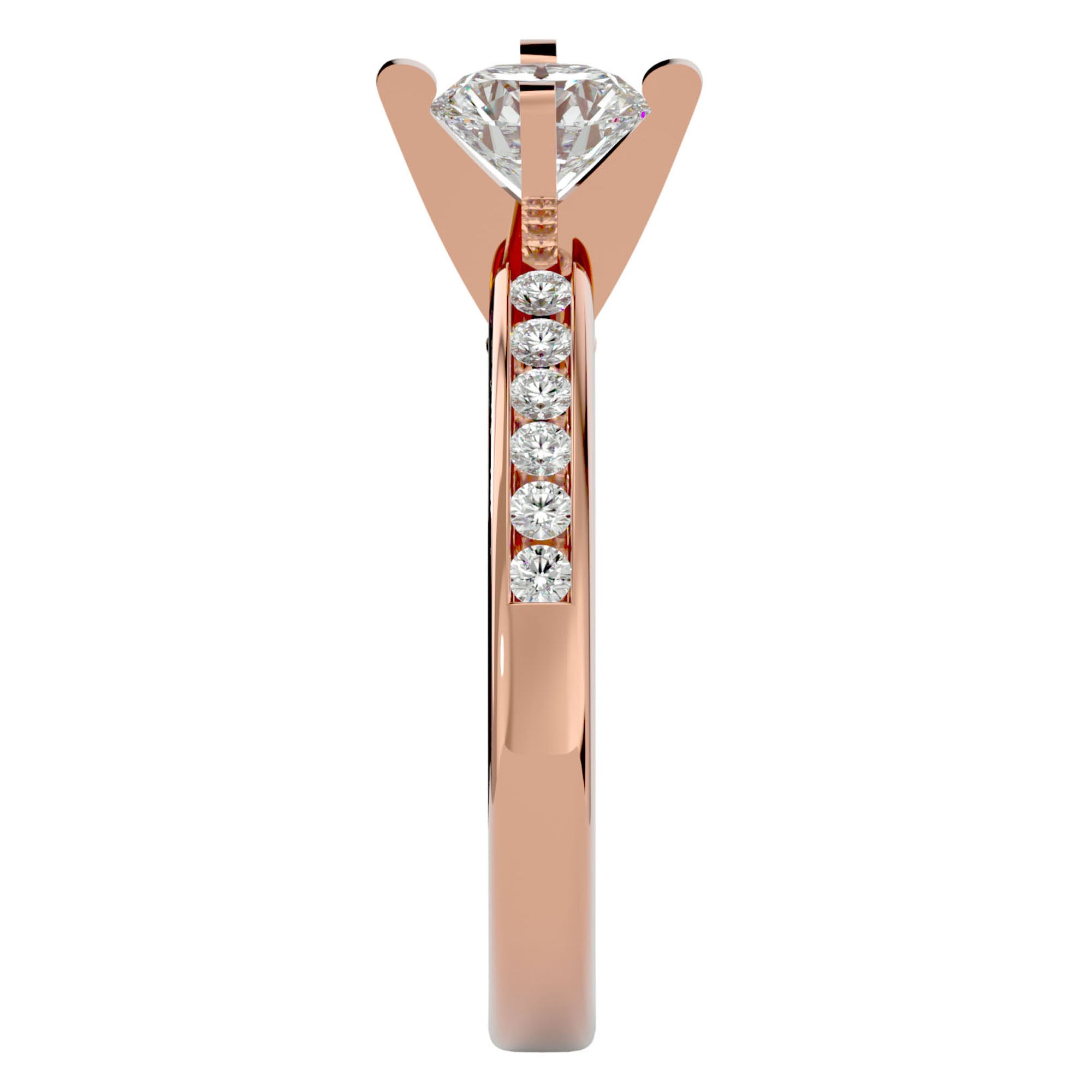 Inel de Logodnă Pavé cu Moissanite Brilliant de 0.79 ct din 18k Aur Roz - Castelo.ro
