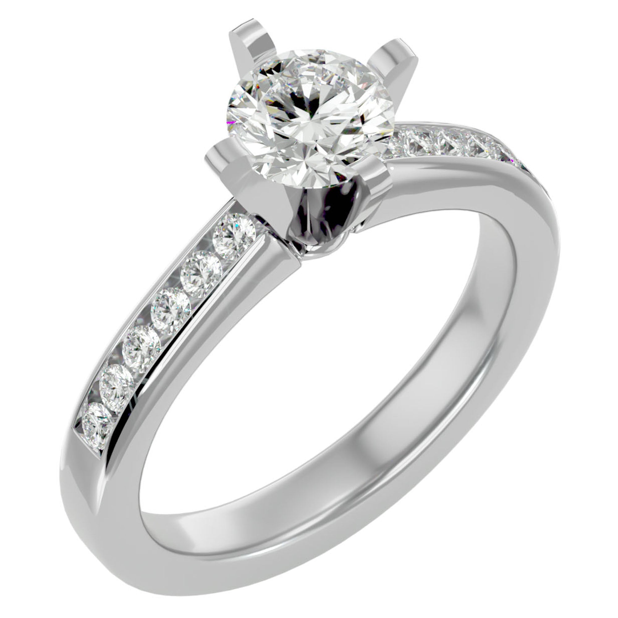 Inel de Logodnă Pavé cu Moissanite Brilliant de 0.79 ct din Platina - Castelo.ro