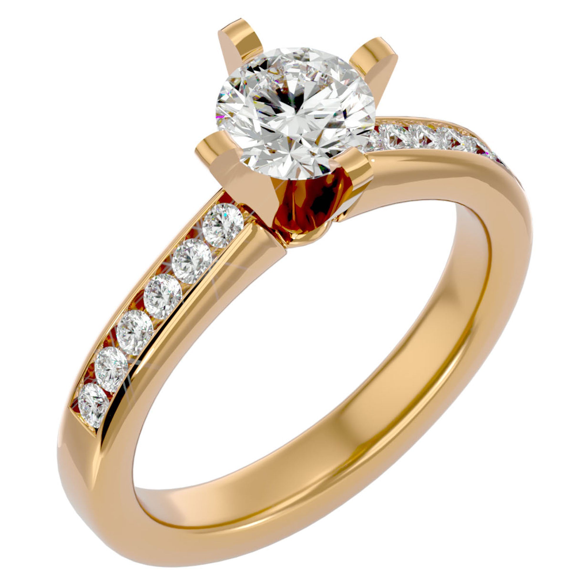 Inel de Logodnă Pavé din Aur 14k cu Diamante Naturale Brilliant de 0.79 ct din 14k Aur Galben - Castelo.ro