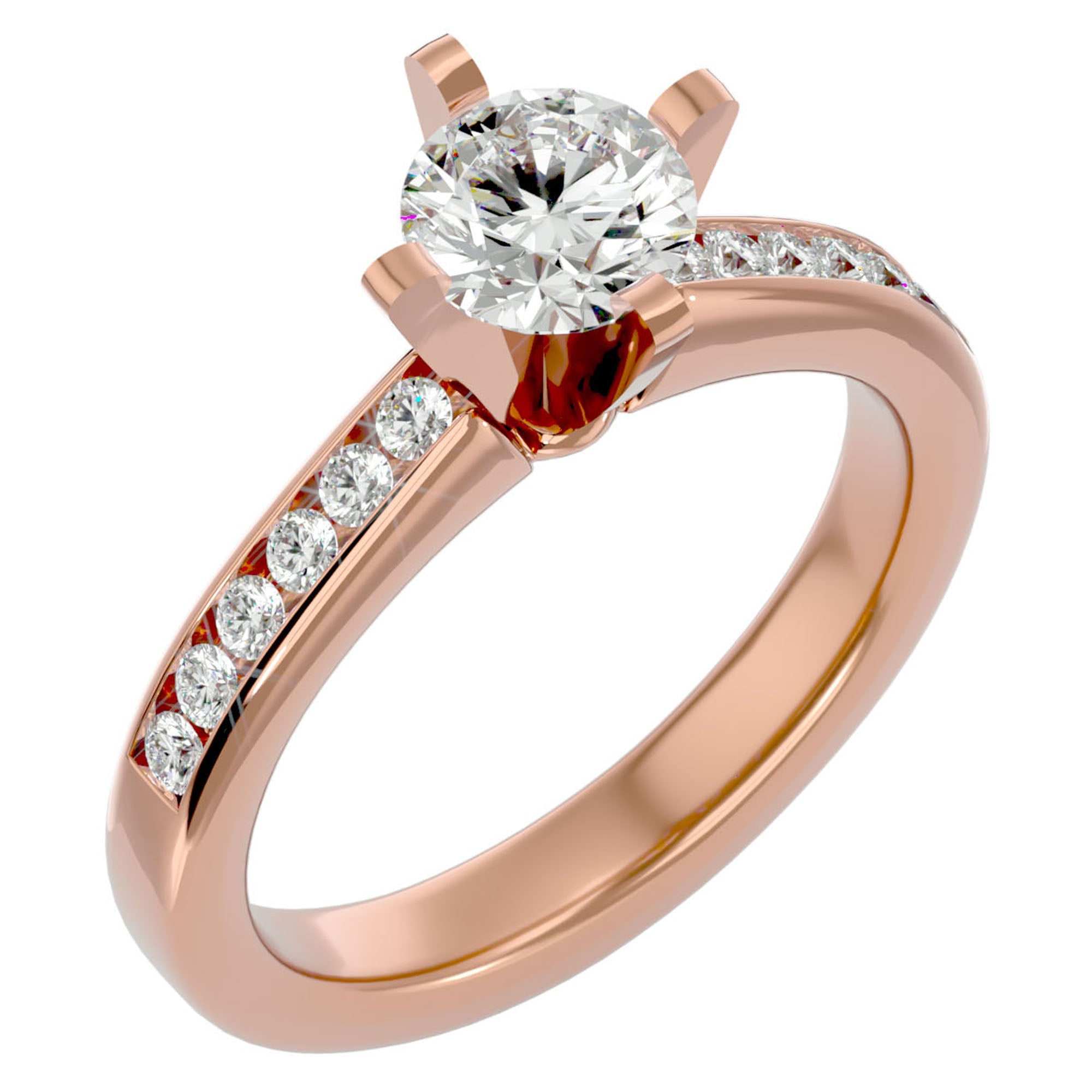 Inel de Logodnă Pavé din Aur 14k cu Diamante Naturale Brilliant de 0.79 ct din 14k Aur Roz - Castelo.ro
