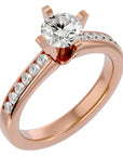 Inel de Logodnă Pavé din Aur 14k cu Diamante Naturale Brilliant de 0.79 ct din 14k Aur Roz - Castelo.ro