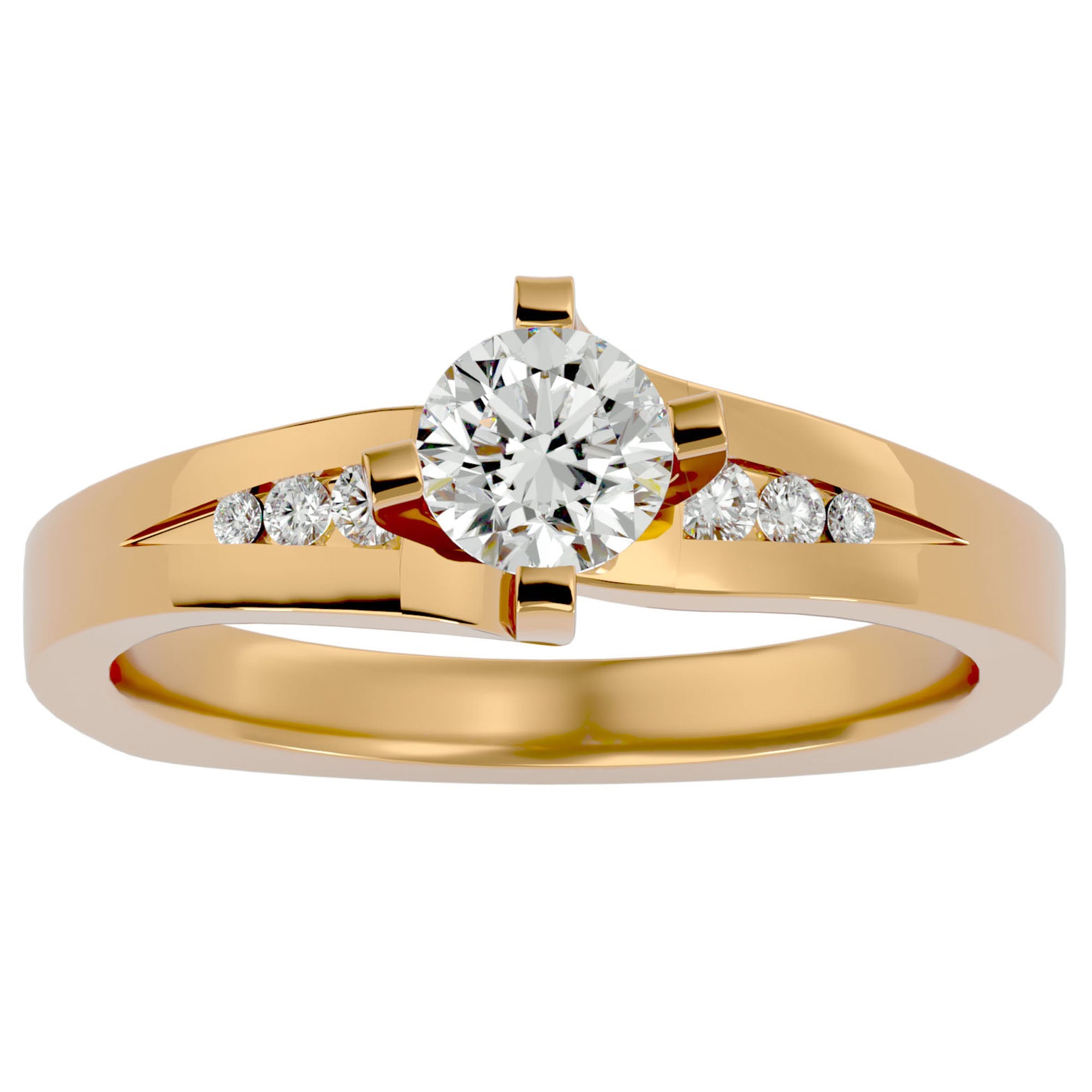 Inel Soft Pavé cu Moissanite Brilliant de 0.67 ct din 18k Aur Galben - Castelo.ro