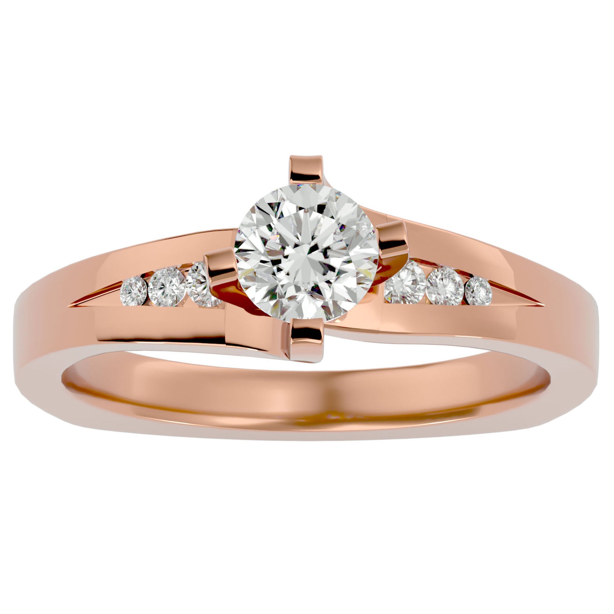 Inel Soft Pavé cu Moissanite Brilliant de 0.67 ct din 18k Aur Roz - Castelo.ro