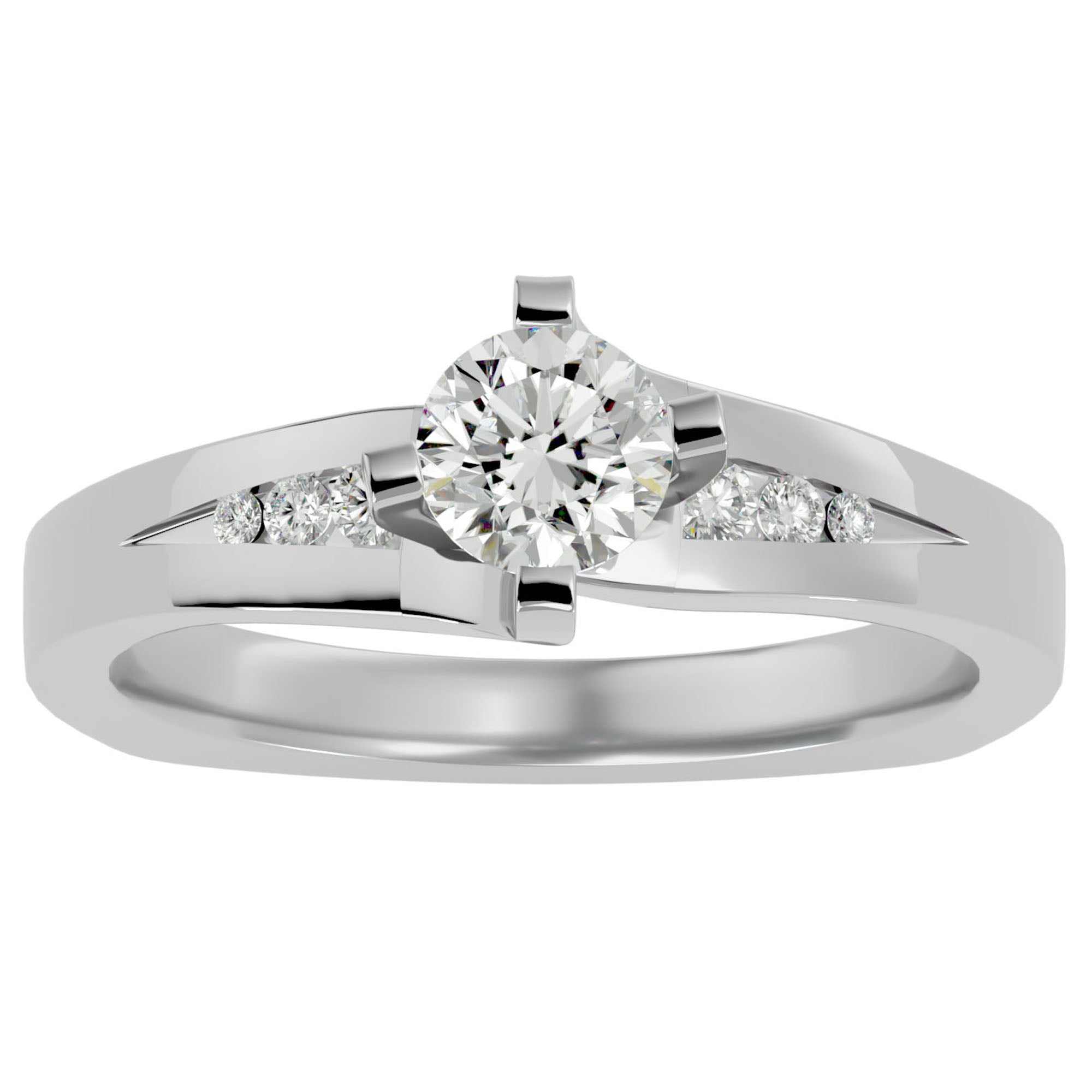 Inel Soft Pavé cu Moissanite Brilliant de 0.67 ct din Platina - Castelo.ro
