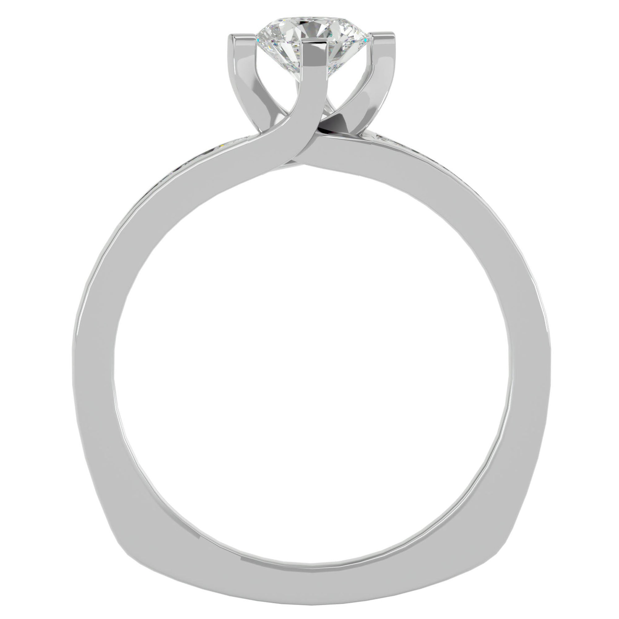 Inel Soft Pavé cu Moissanite Brilliant de 0.67 ct din Platina - Castelo.ro