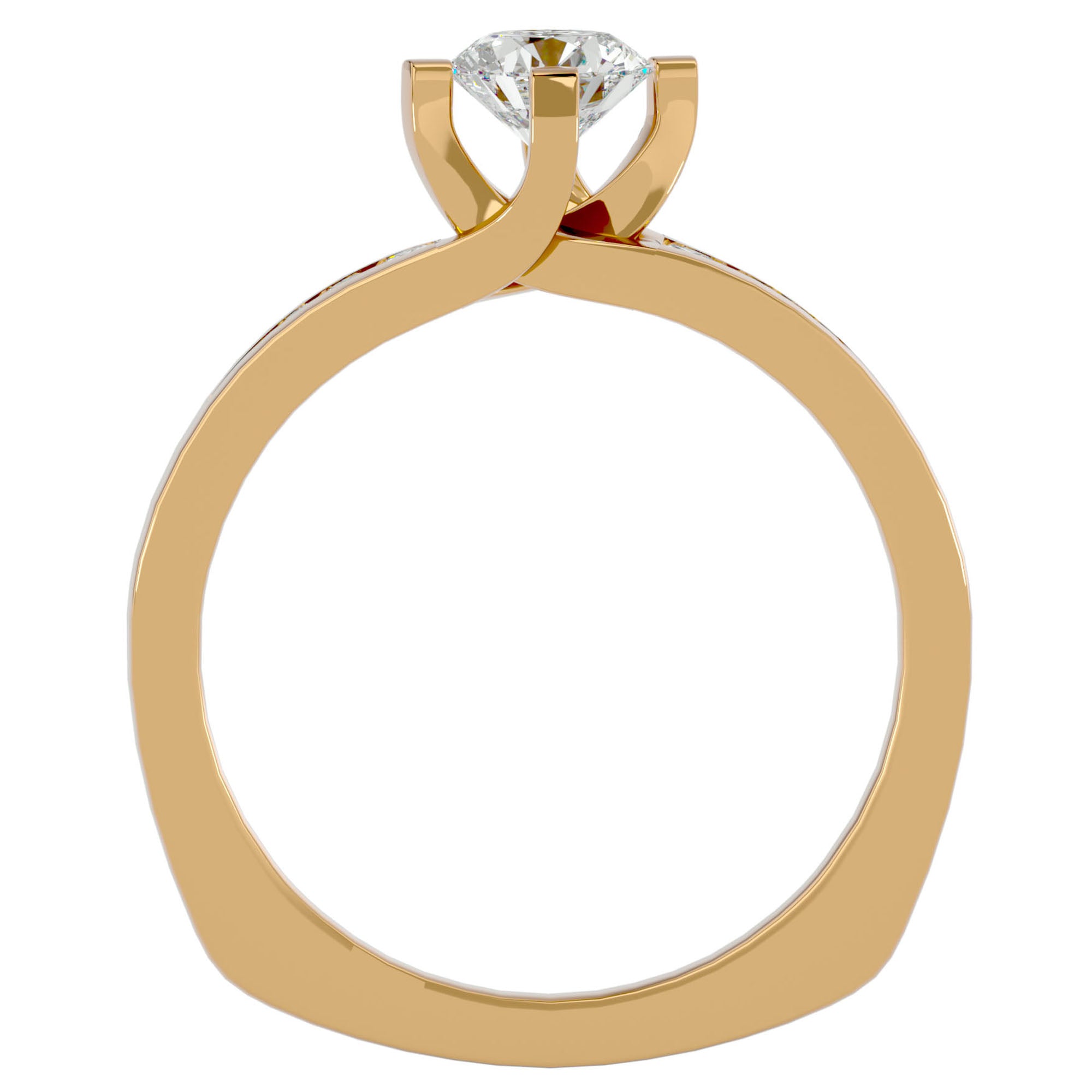 Inel Soft Pavé cu Moissanite Brilliant de 0.67 ct din 18k Aur Galben - Castelo.ro
