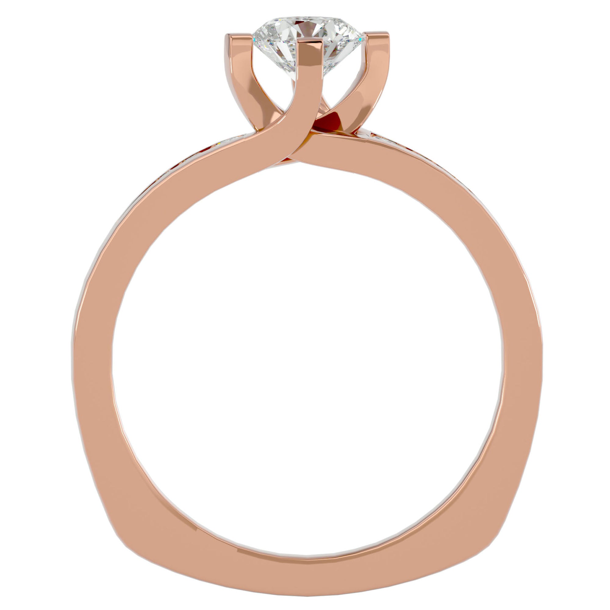 Inel Soft Pavé cu Moissanite Brilliant de 0.67 ct din 18k Aur Roz - Castelo.ro