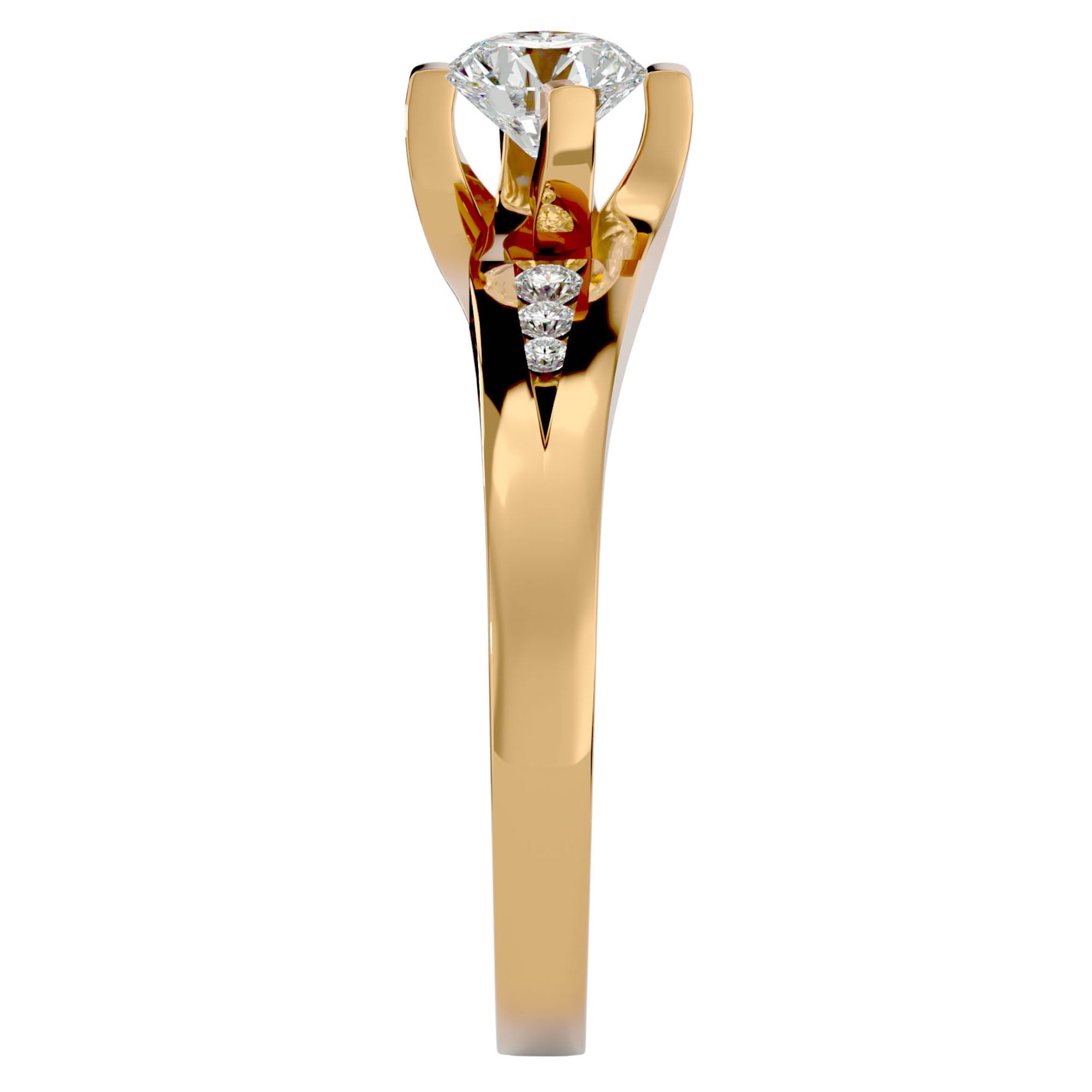 Inel Soft Pavé cu Moissanite Brilliant de 0.67 ct din 18k Aur Galben - Castelo.ro