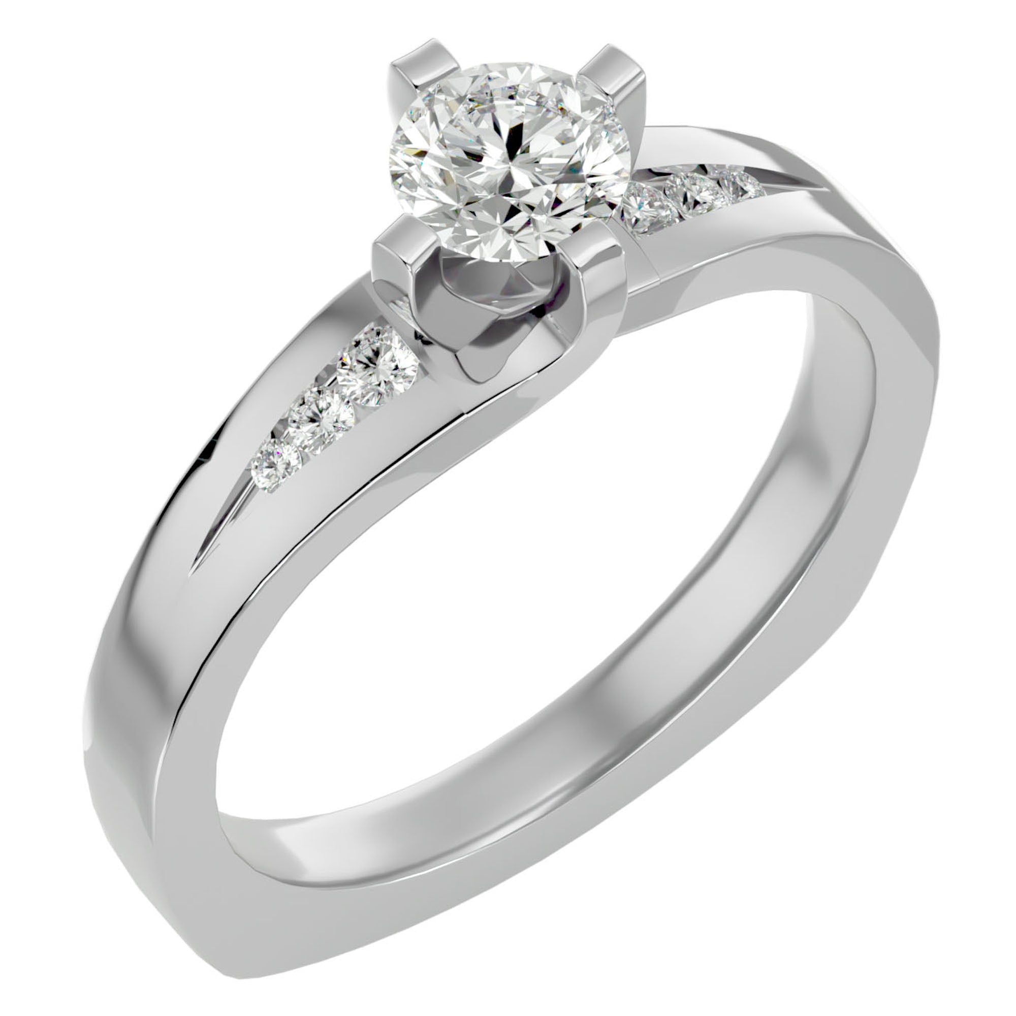 Inel Soft Pavé cu Moissanite Brilliant de 0.67 ct din Platina - Castelo.ro