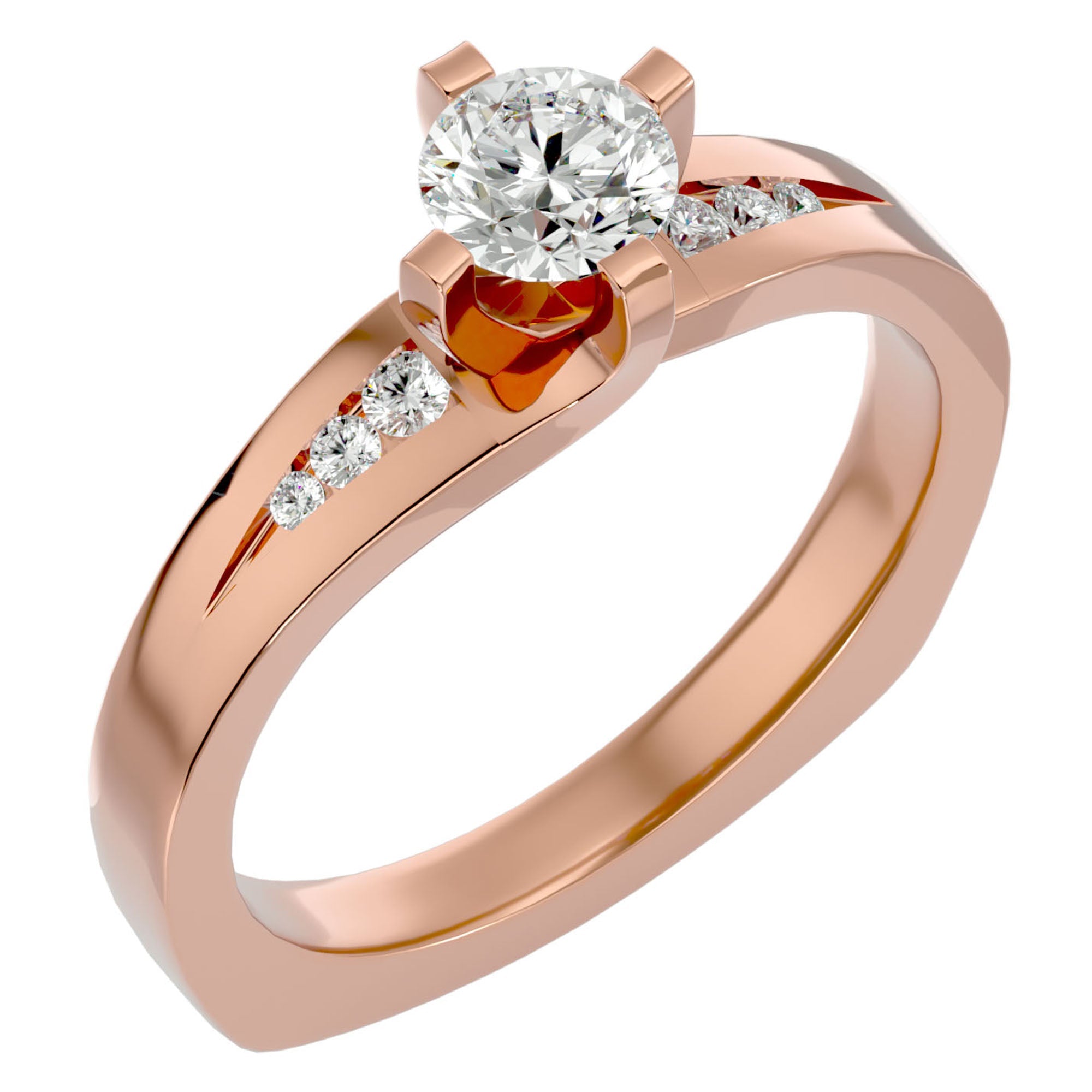 Inel Soft Pavé cu Moissanite Brilliant de 0.67 ct din 18k Aur Roz - Castelo.ro