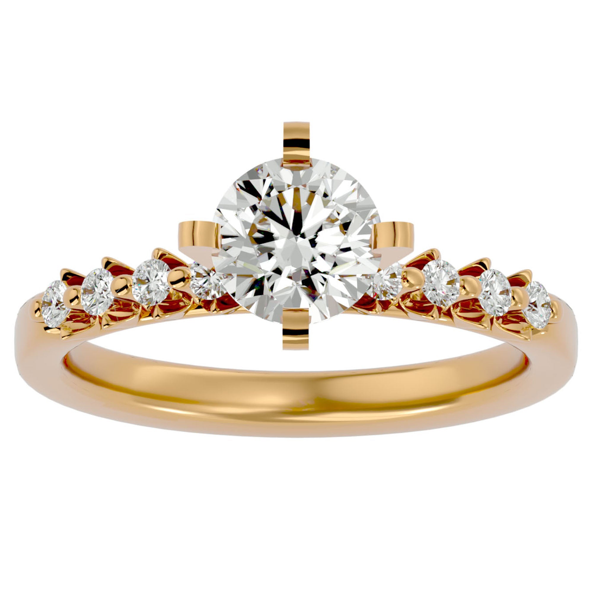 Inel de Logodnă Pavé din Aur 14k cu Diamante Naturale Brilliant de 0.70 ct din 14k Aur Galben - Castelo.ro