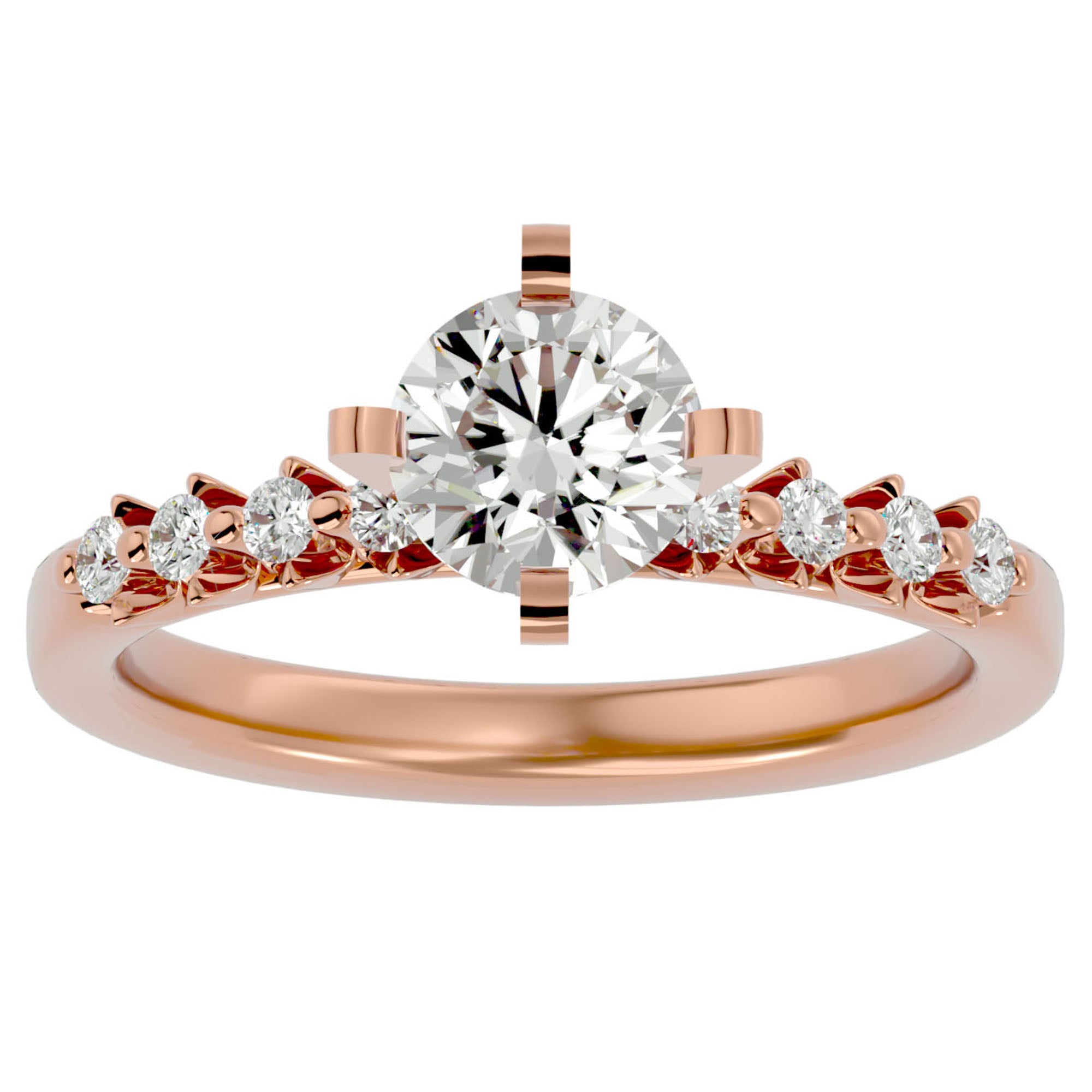 Inel de Logodnă Pavé din Aur 14k cu Diamante Naturale Brilliant de 0.70 ct din 14k Aur Roz - Castelo.ro