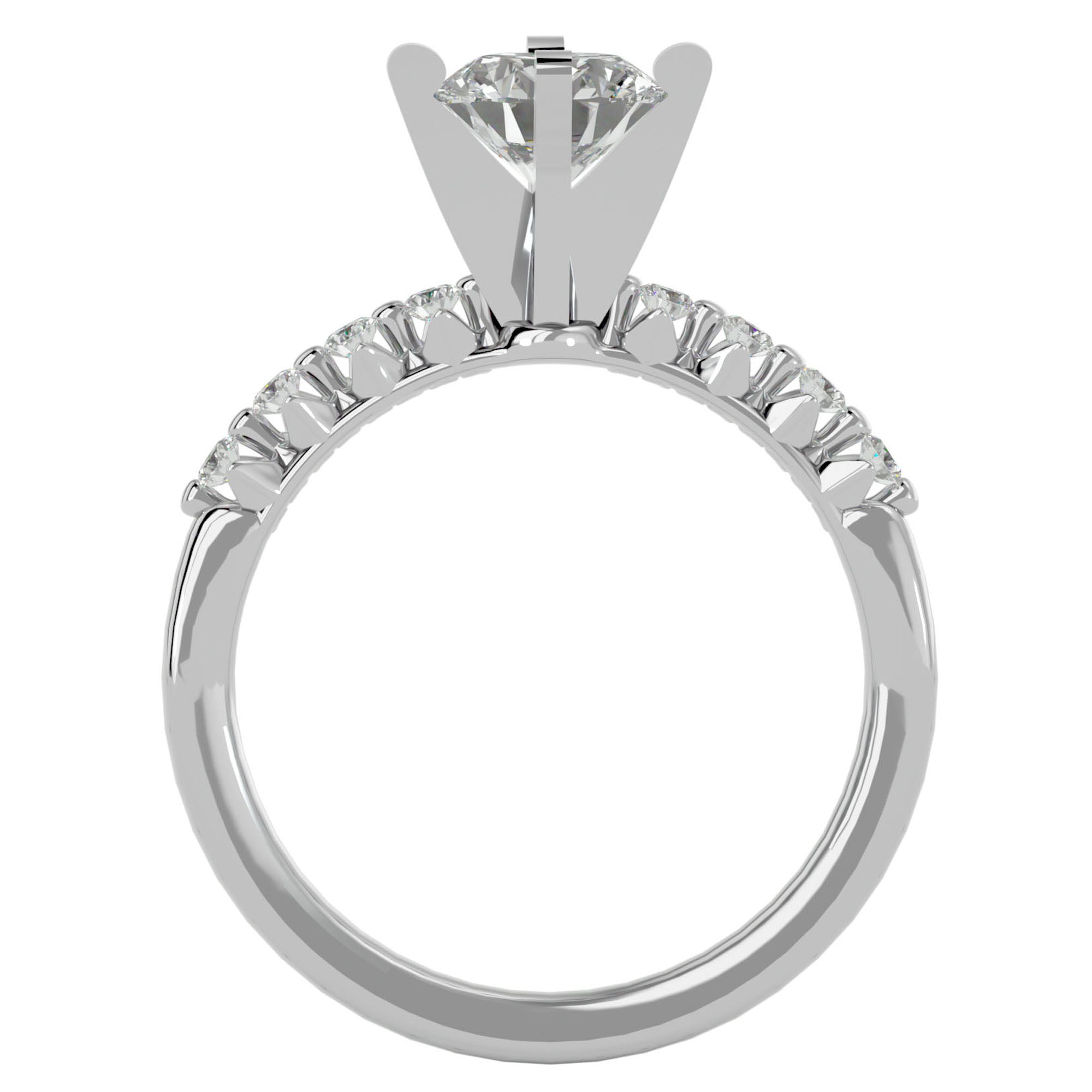 Inel de Logodnă Pavé din Aur 14k cu Diamante Naturale Brilliant de 0.70 ct din 14k Aur Alb - Castelo.ro